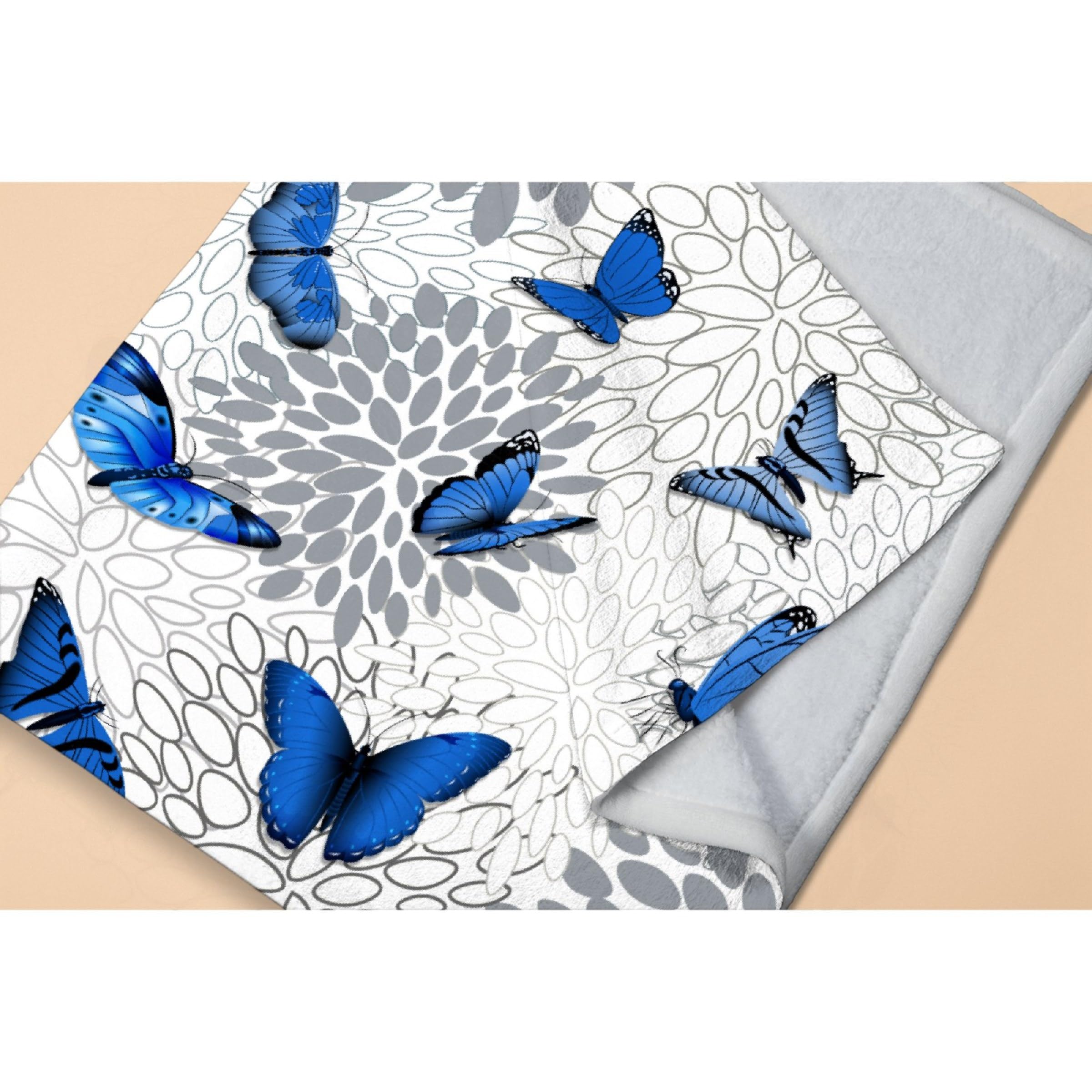 Avalokitesvara Blue Butterfly Flannel Blanket Super Soft and Warm for Bed Couch Sofa 60x50 Inch for Teen Blanket