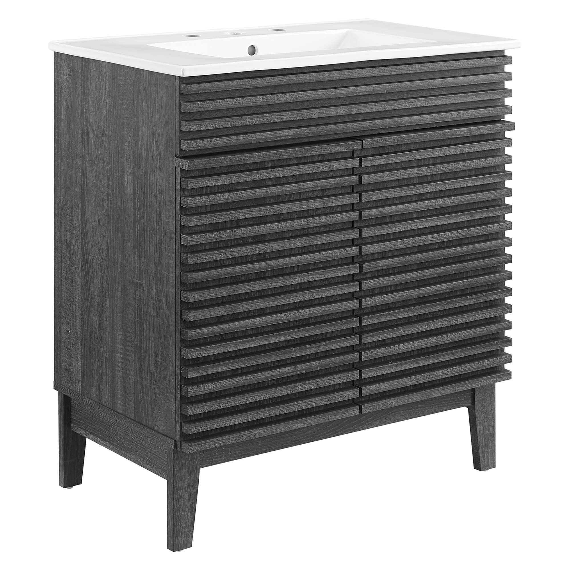 Modway Render 30" Bathroom Vanity With Sink in Charcaol White