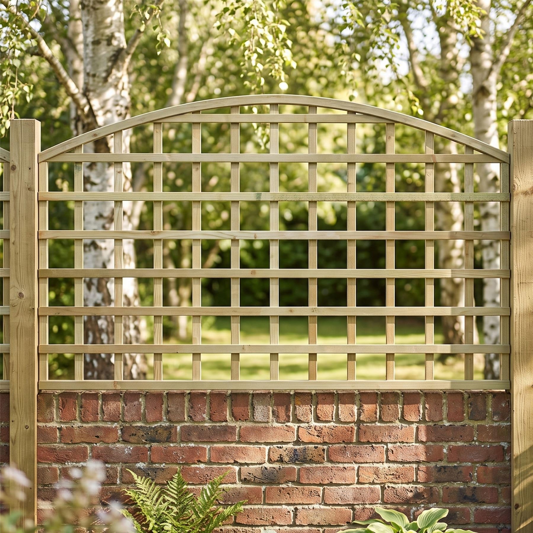 Standard Fence Panel Topper 6ft x 3ft Arch Top Square Trellis Wooden 3pk