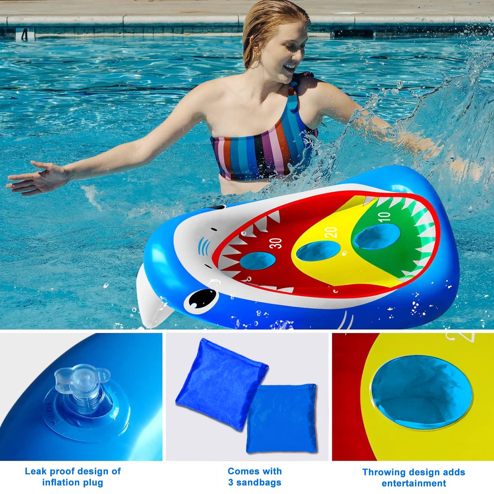 Lustiges Poolspielzeug für Kinder, aufblasbares Cornhole Board, schwimmendes Wasserspiel, Schwimmspiel im Freien, für Erwachsene, Familie, Geschenk