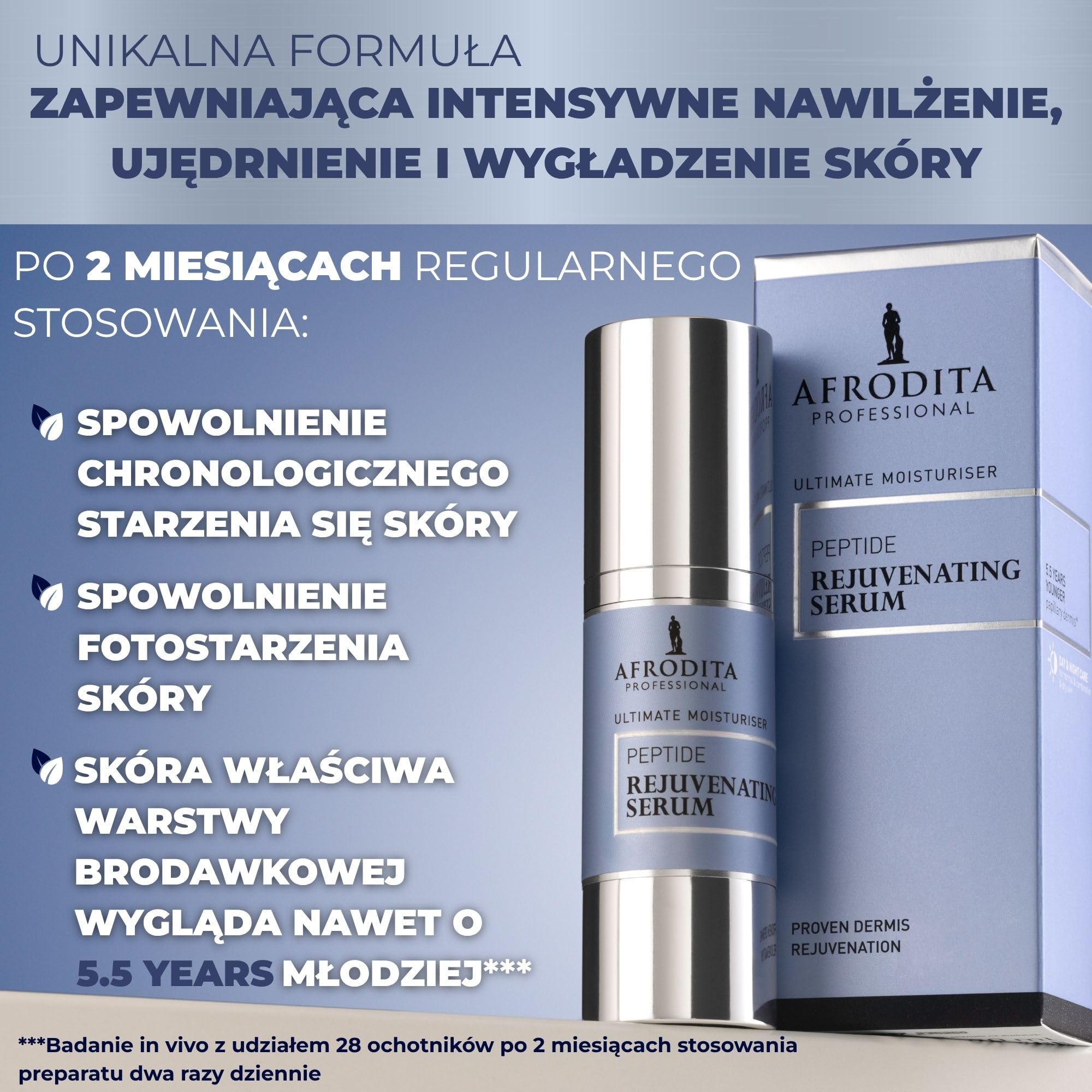 Afrodita Professional Perfect Code Peptyd serum odmładzające, intensywnie nawilżające, przeciwstarzeniowe serum do twarzy z bioaktywnymi peptydami i patchH2O, ujędrniająca pielęgnacja przeciw