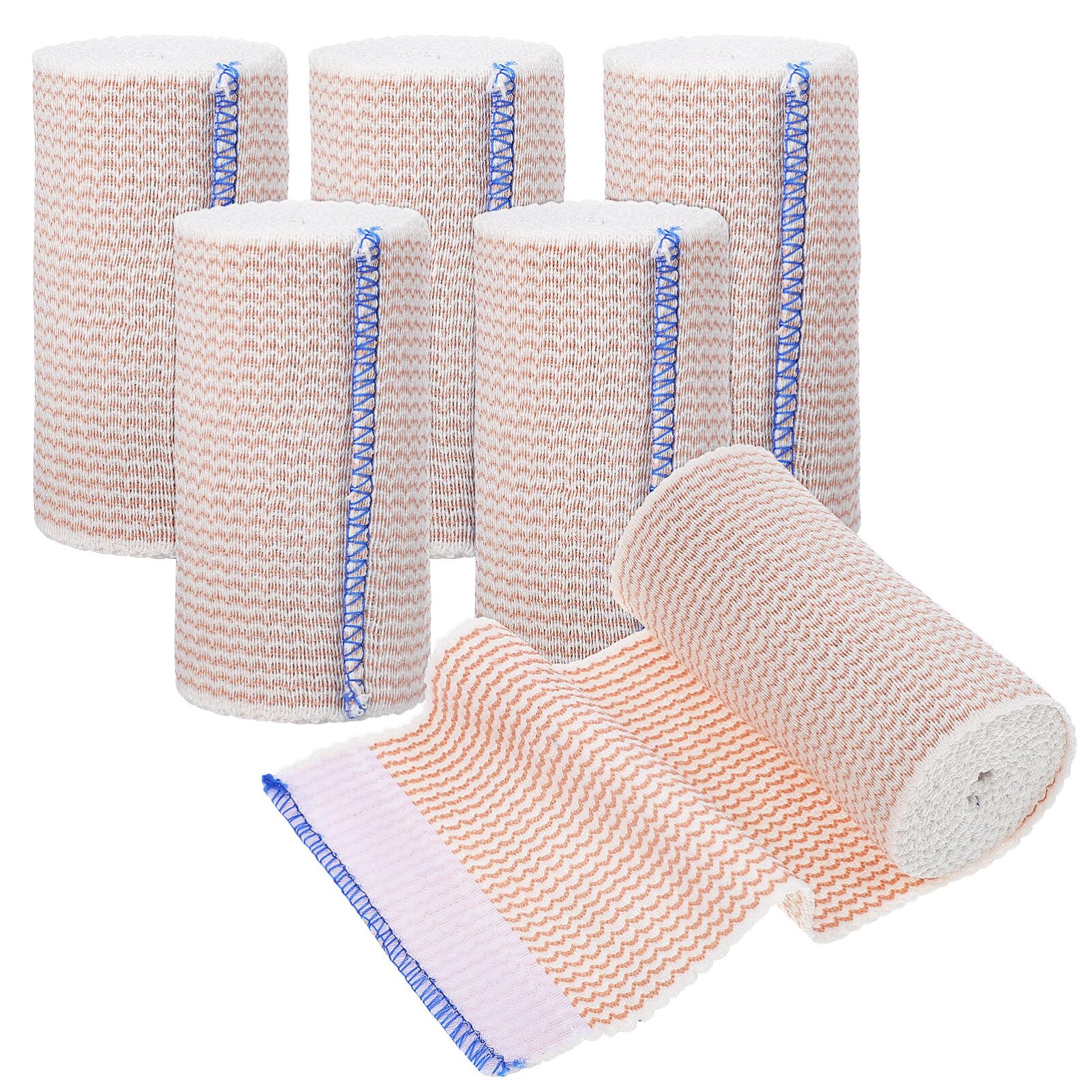 Healeved 6 Rolls Striped Elastic Bandage Elastic Bandage Wrap Elastic Cohesives Bandage Legs Elastic Bandage Wounds Bandage Medicals Bandage Wrap Tattoo Grip Tape Ace Bandage Polyester