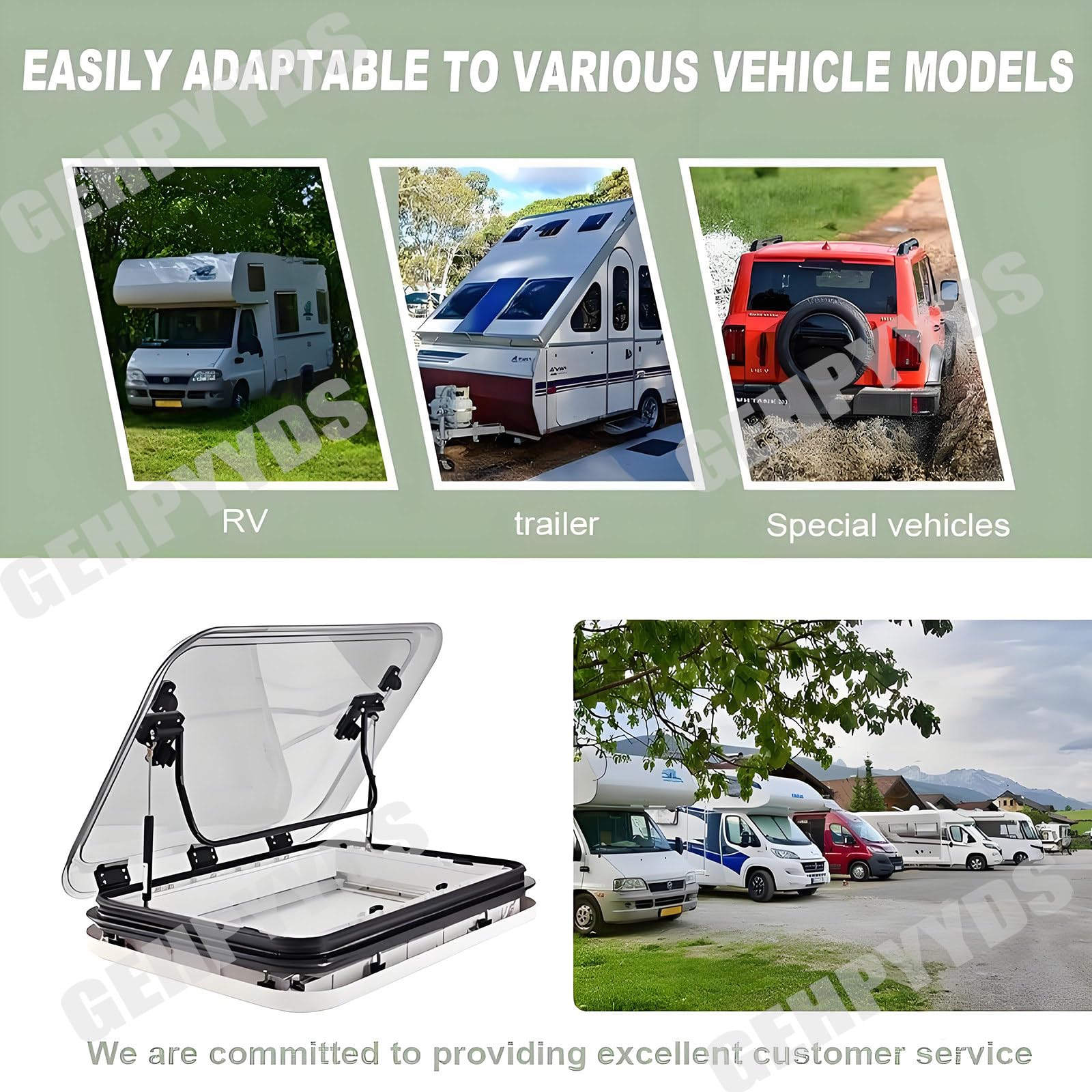 Wohnmobil-Dachlüftung, Wohnmobil-Schiebedach, großes Wohnwagen-Dachfenster-Lüftungsset mit LED-Leuchten, universelle Dachluke für Wohnmobile,80x50cm