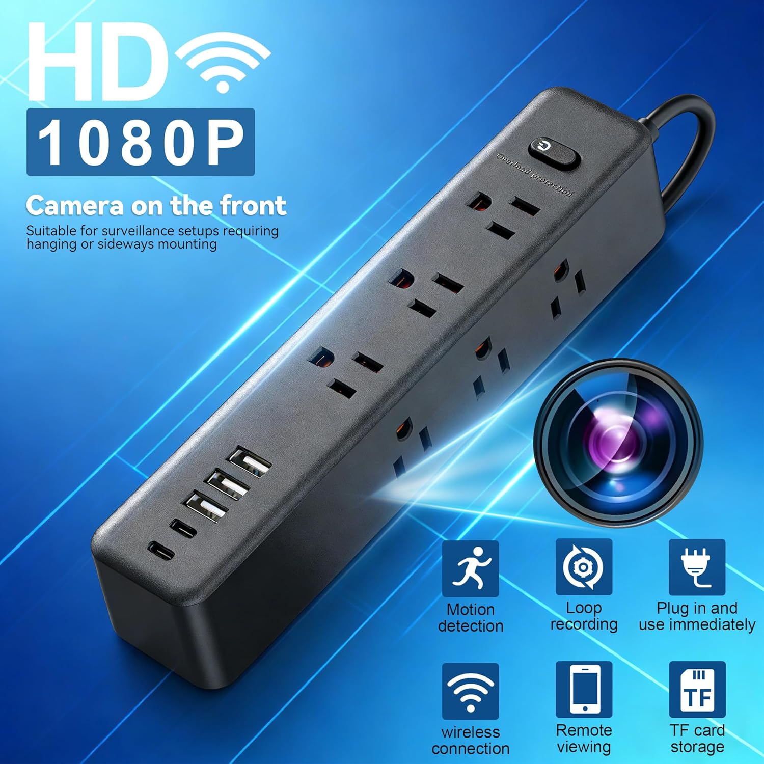 Condition photo showing Good Condition for Small Nanny Camera - Mini Wi-Fi Security Cam - Indoor Wireless Cameras - Motion Detection - USB Port - Side