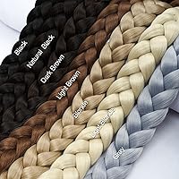 Vista 6 de Extensión de cola de caballo larga trenzada para bricolaje, extensión de cola de caballo rubio de 34 pulgadas con banda elástica recta envolvente