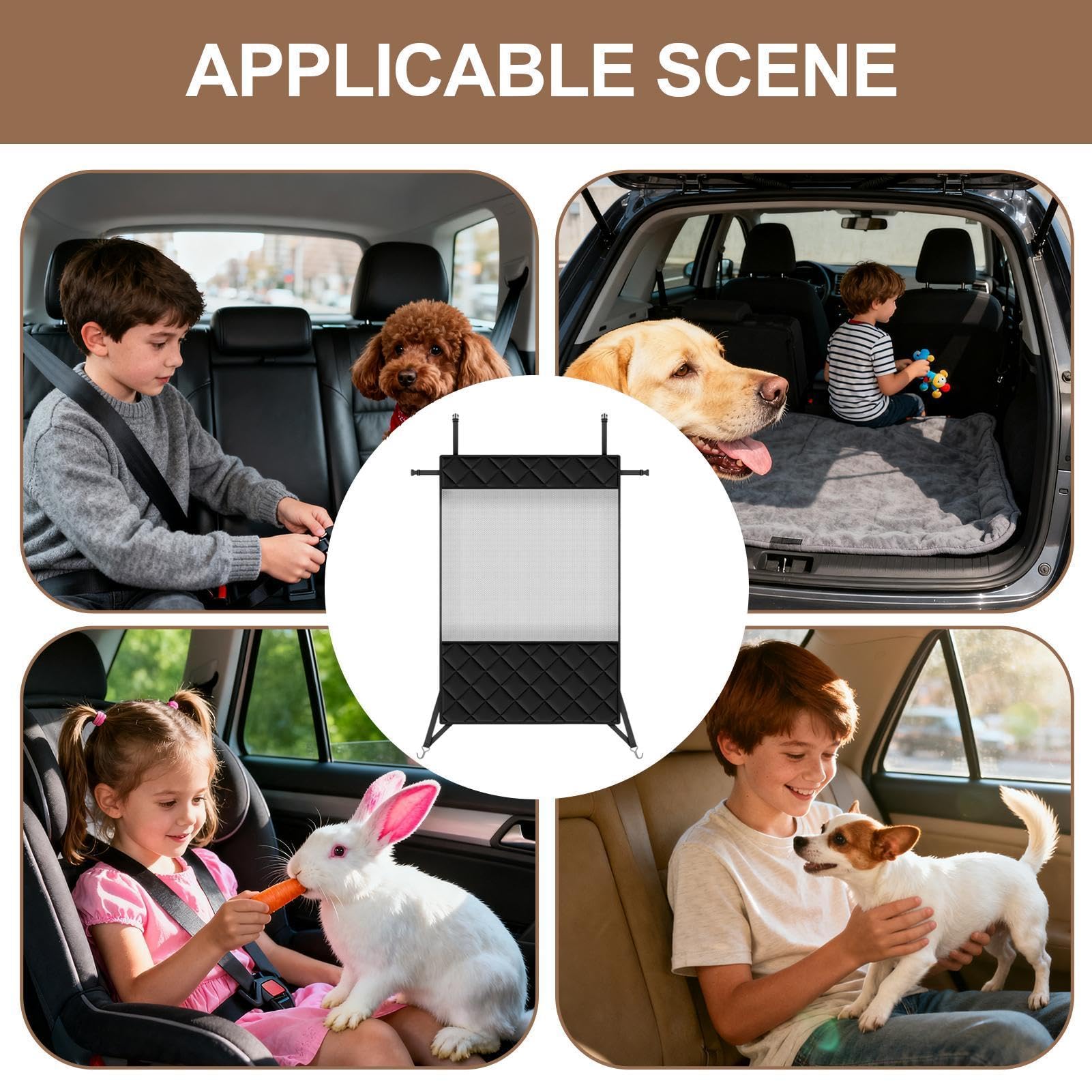 Barriera per cani per auto: separatore elastico rimovibile – Protezione sicura per i cani nello spazio posteriore dell'auto