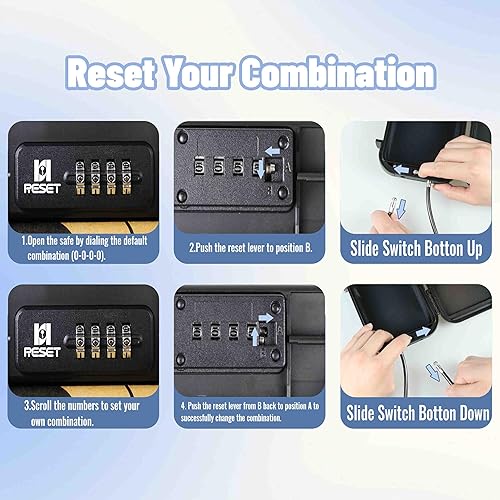 Miniatura 5 de RESET-G13 Portable Lock Box with 4-Digit Combination,Removable Chain, for Travel, Beach, Home, Office, Outdoor Activities, Waterproof, Anti-Theft,