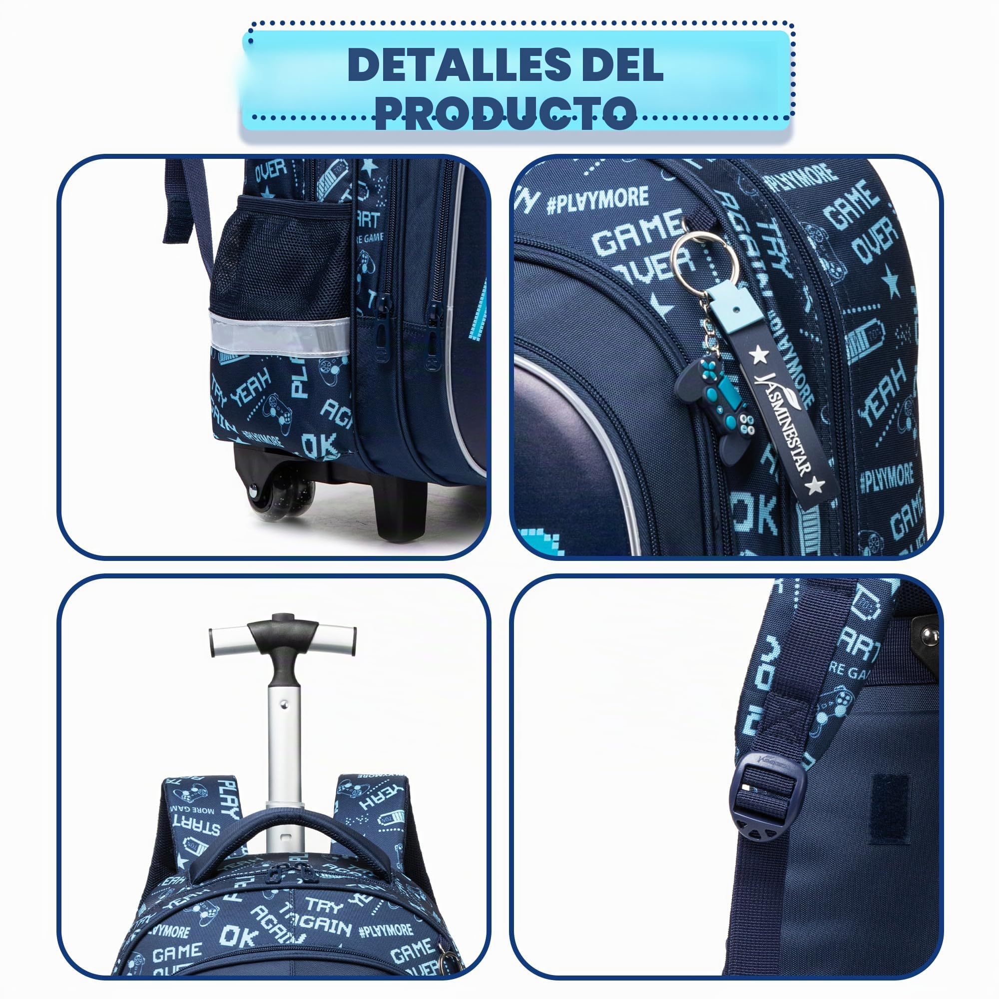 HTgroce Mochila Escolar con Ruedas Niños Trolley 8 años.