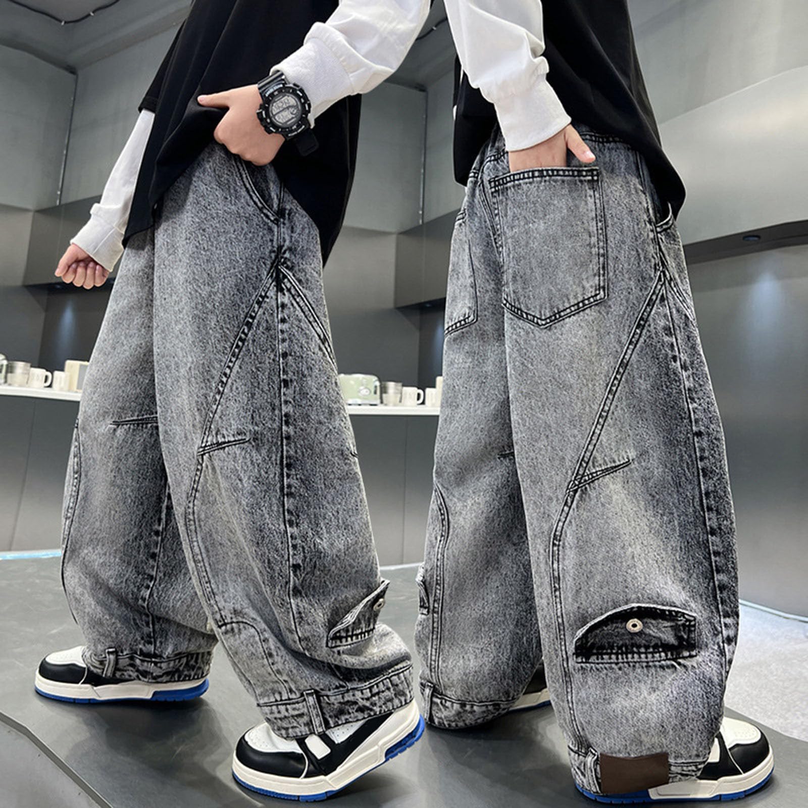 Pantalones Vaqueros Casuales para niños, Pantalones Holgados de Pierna Recta con Estilo Urbano y geniales