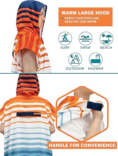 Miniatura 4 de SUN CUBE Bata cambiadora de poncho de surf con capucha  Toalla cambiadora de microfibra de secado rápido con bolsillo para surfear hombres y mujeres