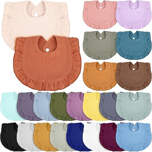24 baberos de muselina unisex de muselina suave, baberos ajustables para bebé, bandana para bebé, baberos absorbentes de dentición para bebés,