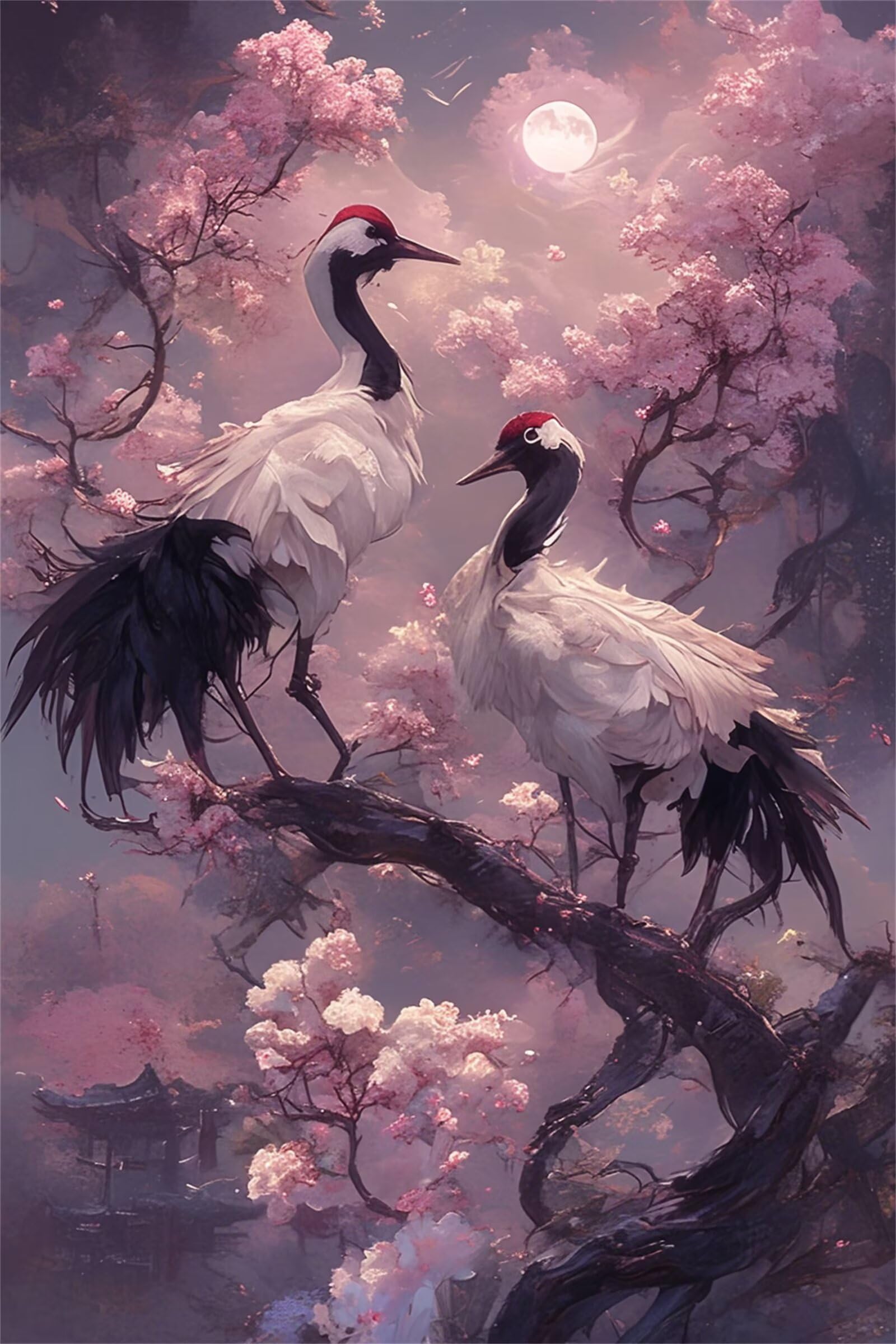 Puzzle 1500 Pezzi Adulti Gru Albero Luna 87x57cm, Puzzle Classico Antistress, Rompicapo per Esperti, Hard Difficult Challenging Puzzle Perfetto per Serate di Gioco