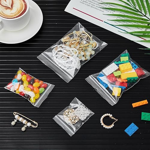 Miniatura 6 de 2000 bolsas de plástico pequeñas, 4 tamaños surtidos, 3.5 x 4.5 3 x 4 2 x 3 2 x 2 bolsas transparentes resellables de 1.5 mil de grosor para