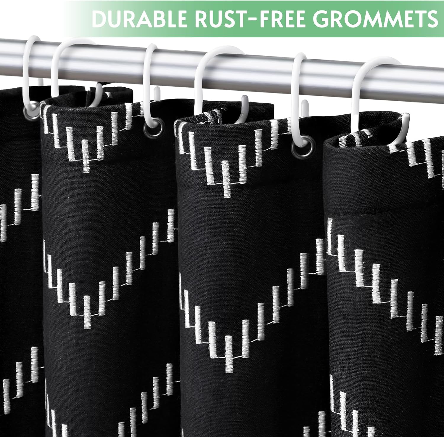 Modern Black and White Shower Curtain, Boho Cotton Shower Curtains for Bathroom, Black, 72" W x 72" L