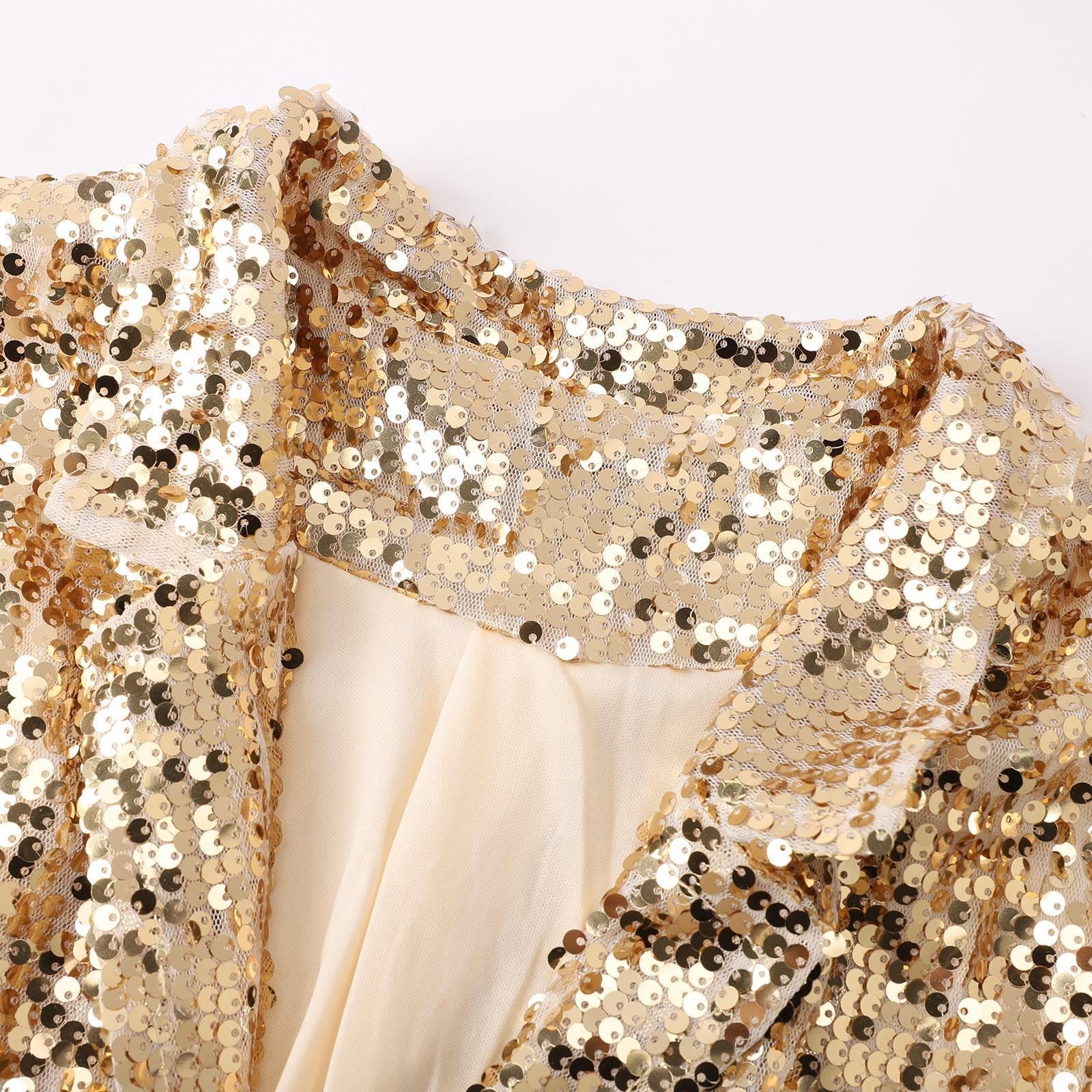 Generisch Giacca da donna con paillettes, aperta sul davanti, casual, a maniche lunghe, con tasca, elegante, per lavoratori professionali
