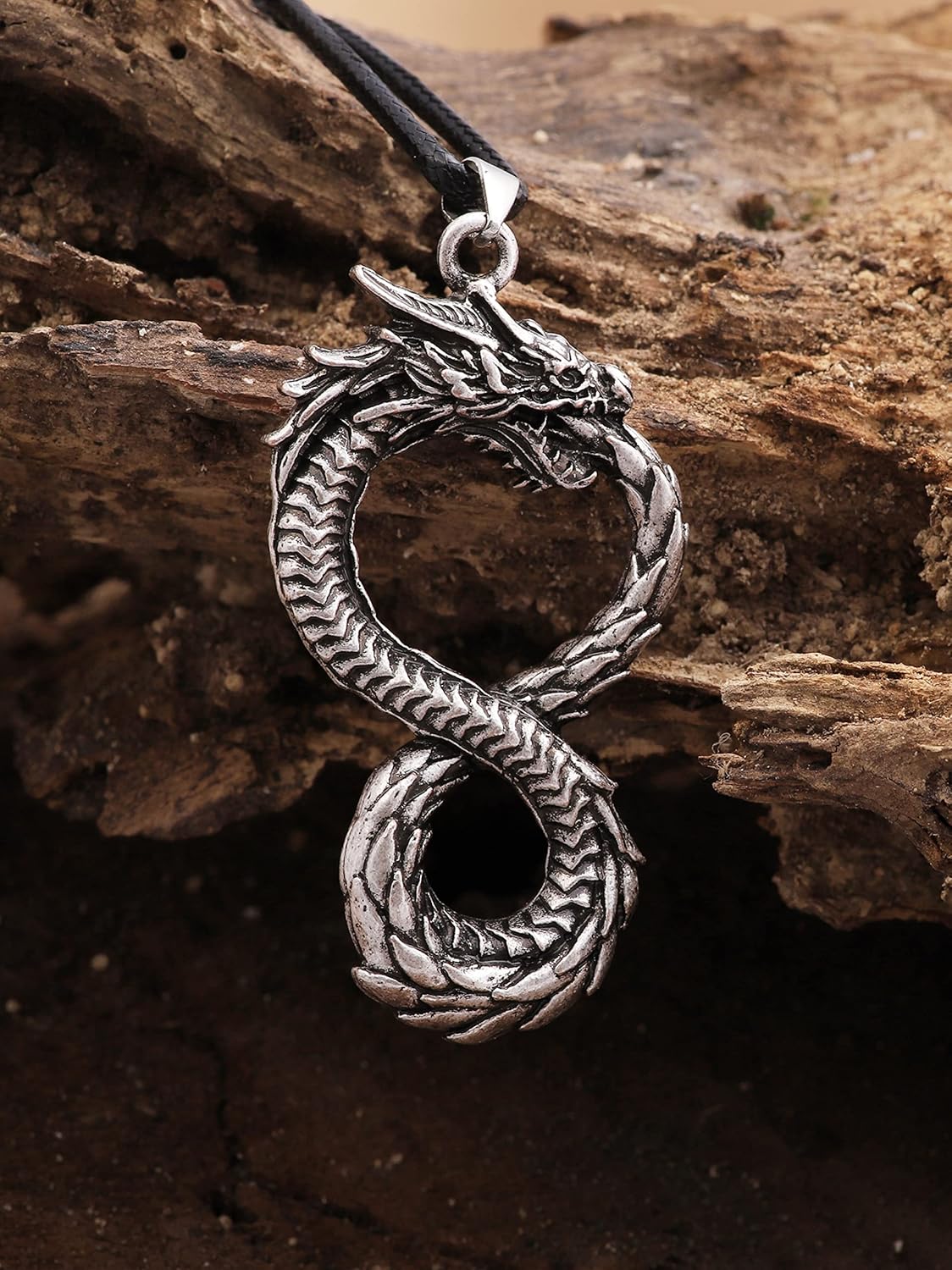 HAQUIL Dragon Necklace, Ouroboros Serpent Pendant, Dragon Jewelry Gift for Men and Women - Image 4