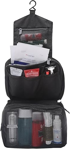 Miniatura 4 de Neceser colgante de lona  Estuche de viaje compacto  Organizador de cosméticos  Kit de higiene de cuidado personal  Bolsa de accesorios de baño