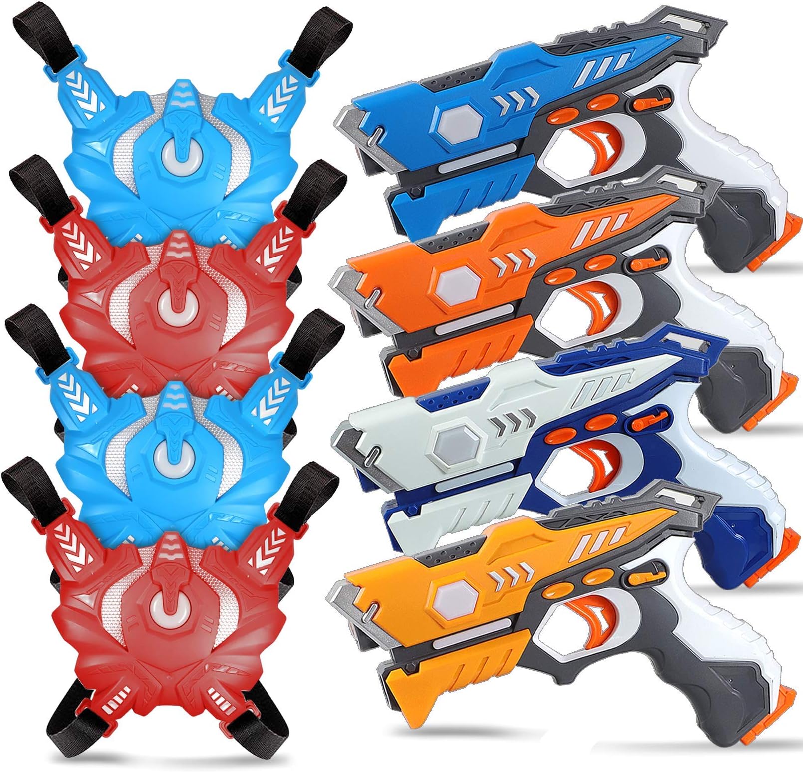 POKONBOY 4 Sets Laser Tag – Infrared Laser Tag Guns with Vests for 4 Players Indoor Outdoor Games for Kids, Adults, and Family