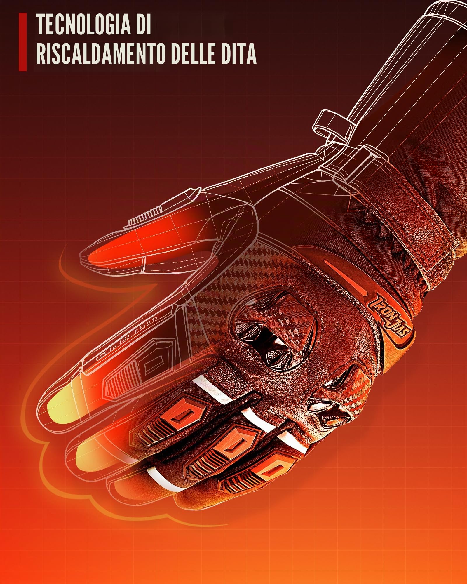 IRON JIA'S Guanti Riscaldati Moto 3000mAh 2025 aggiornati controllo intelligente della temperatura,guanti moto invernali riscaldati USB uomo donna 4 livelli riscaldamento Molteplici metodi ricarica