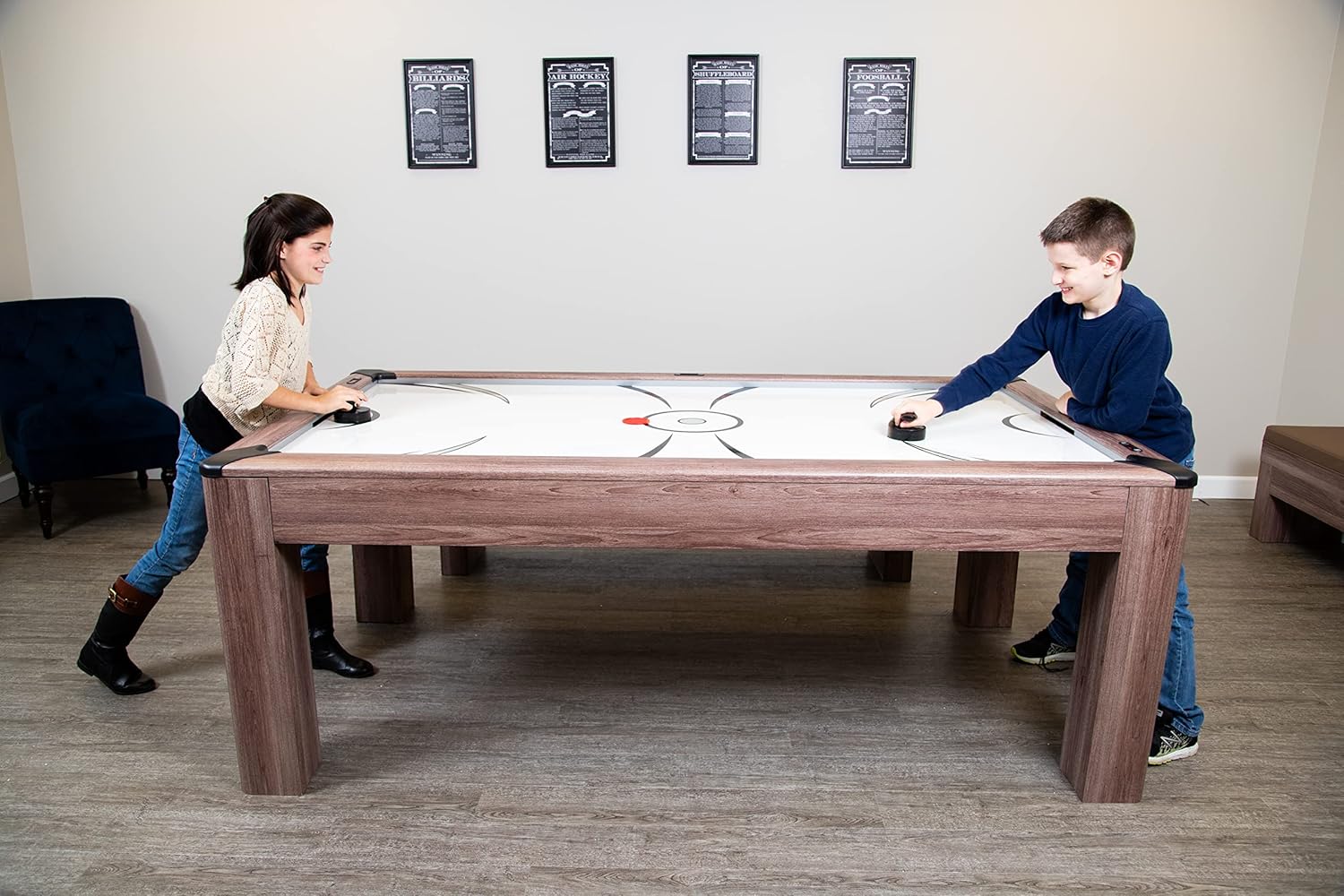 Hathaway Driftwood 7-ft Air Hockey Table Tennis Combination with Dining Top, Two Storage Benches, Free Accessories : Sports & Outdoors
