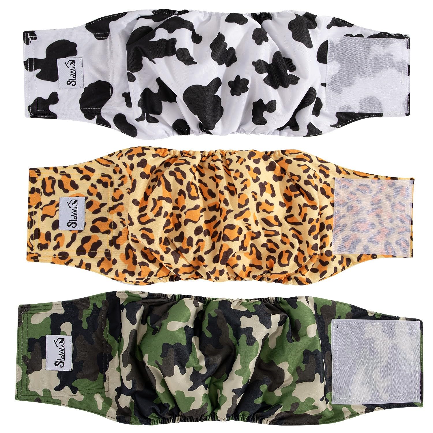 SlowTon 3 Pañales para Perros machos, Pañales Lavables Bandas para el Vientre para Perros machos y Cachorros Perritos, pañales Altamente absorbentes con Cierre Fuerte y Flexible, Paquete de 3