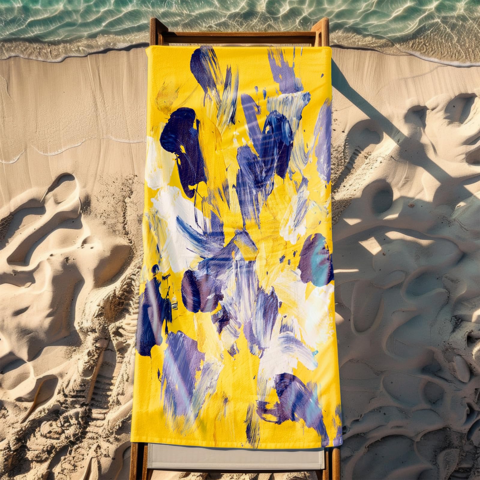 Generico Telo Mare Grande Modello Giallo Blu | Microfibra Telo Mare Antisabbia Leggero Compatto Asciugatura Rapida Assorbente Per Piscina Bagno Lavabile Fino