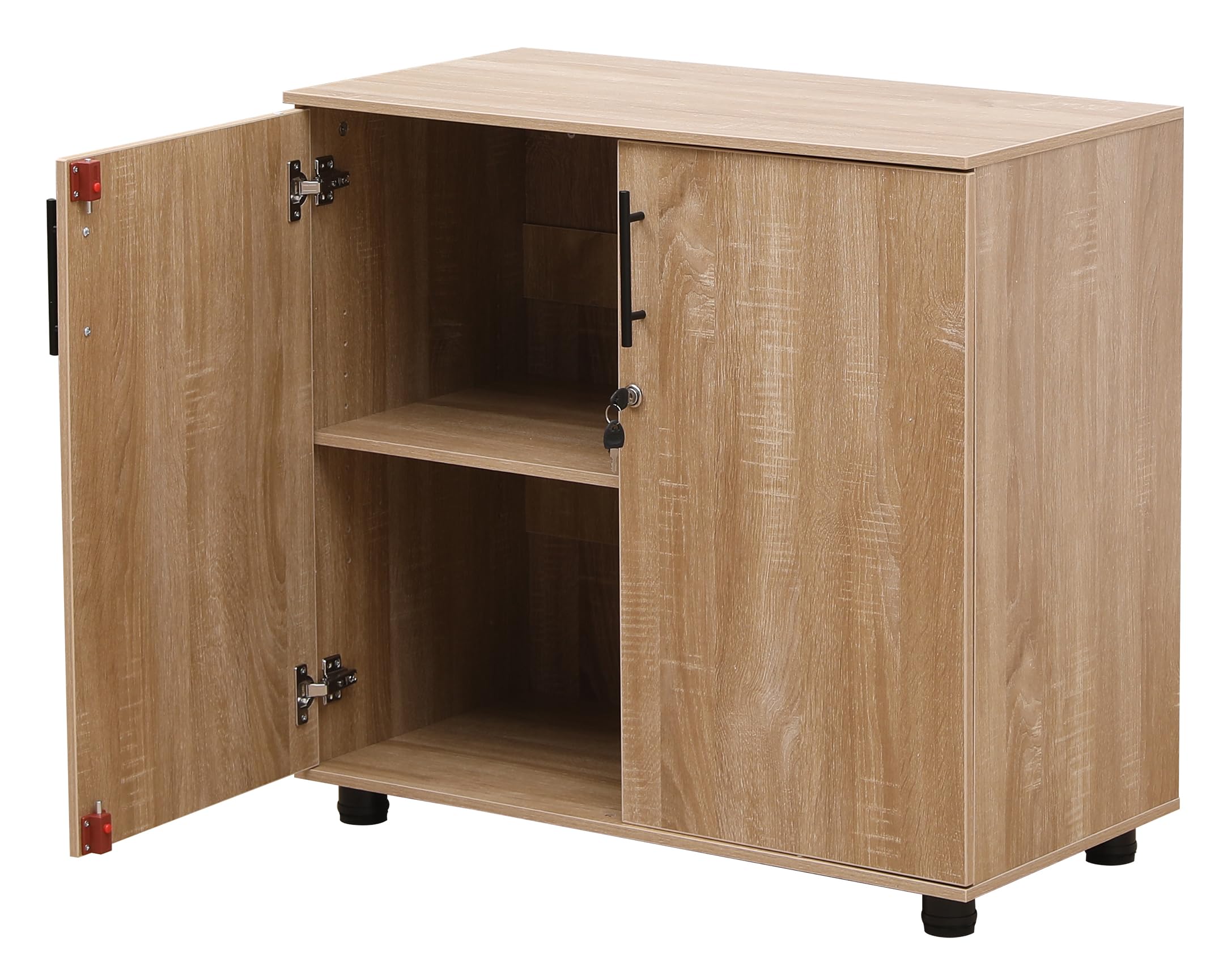 MMT - Armadietto da ufficio in legno di quercia, con ante chiudibili, altezza 75 cm, per mobili da ufficio e garage per riporre attrezzi, armadietti da ufficio sicuri per documenti