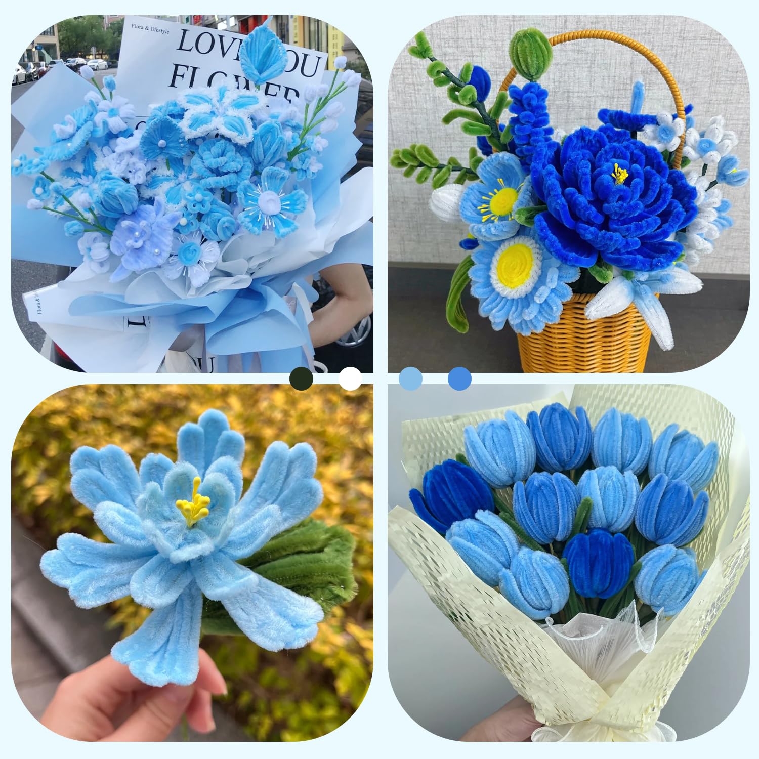 Kit Créatif 400 Fils Chenille Colorés + Accessoires - Pour Bouquets De Fleurs Durables, Décoration, DIY - 2