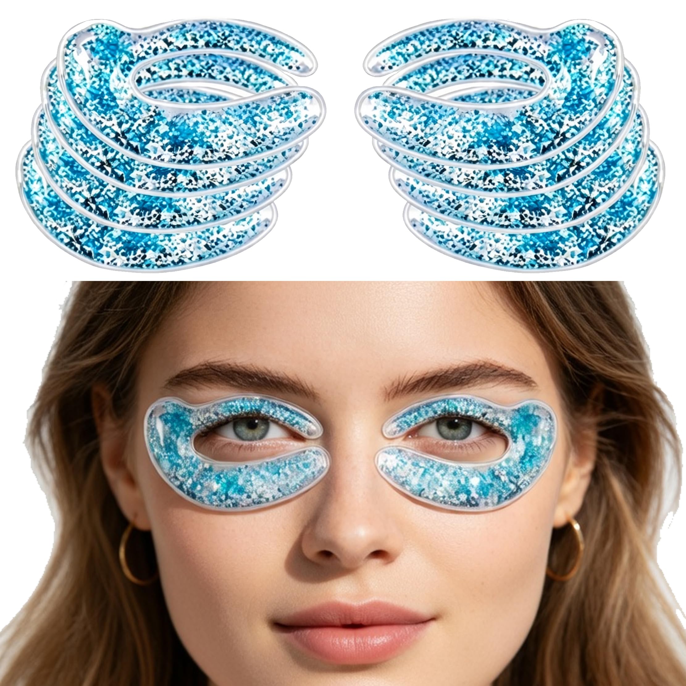 View 1 of 10 Pcs Gel Eye Ice Packs, Cooling Eye Pad, Hot & Cold Treatment for Eye Strain, Swelling, Redness, Puffy Eyes, Dark Circles, Fine Lines, Recovery Surgery
