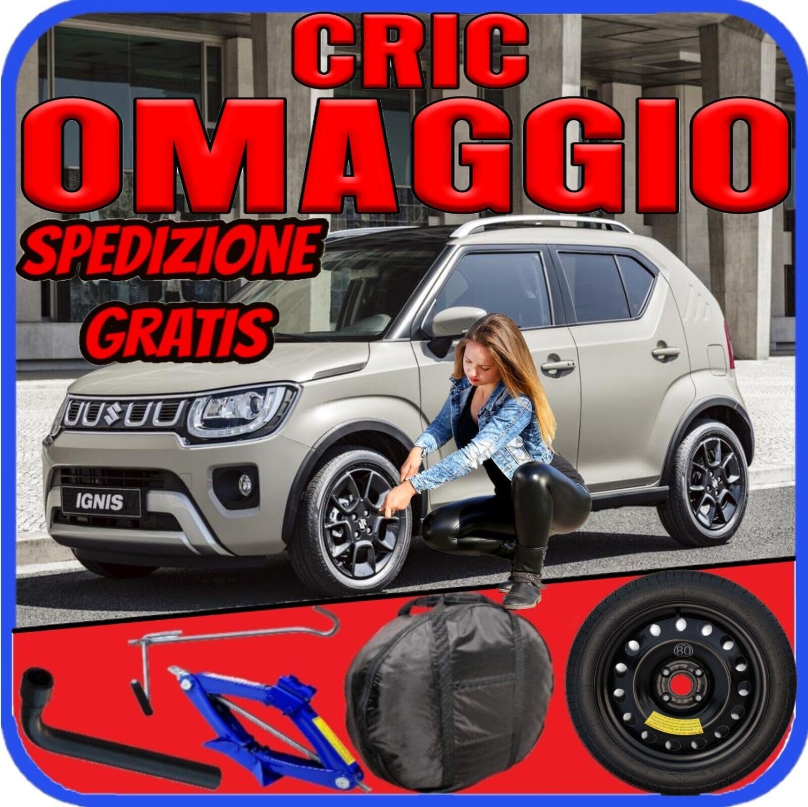Ruotino Di Scorta Per Suzuki Ignis 4 Fori 125/80 R16 2016-2024 Con Kit Accessori