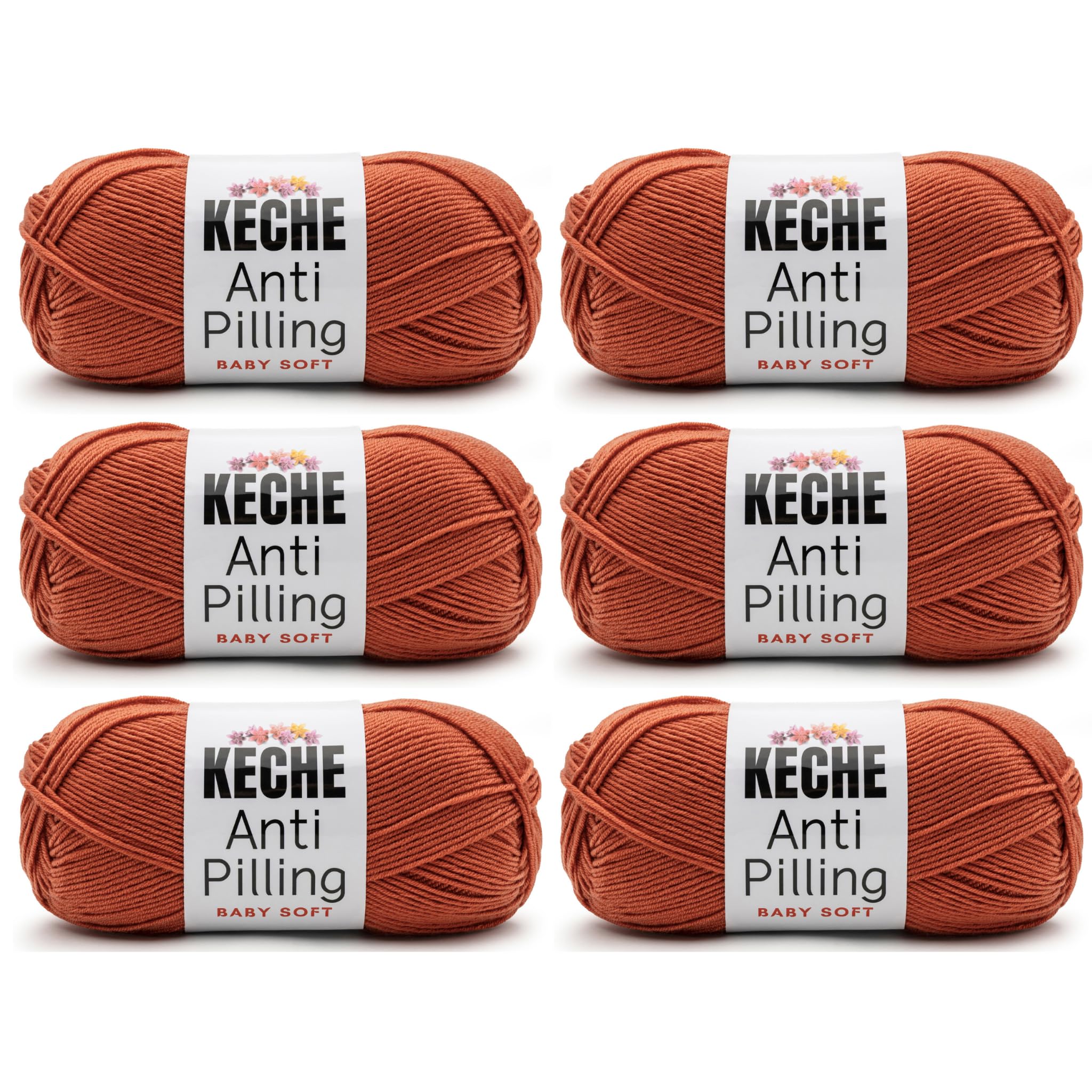 Soft DailyKnit DK Yarn, 100% Anti-Pilling Acrylic for Knitting Crocheting, Light Weight #3 (3.52 oz / 274 Yds) 1 Skein - Red — view 60