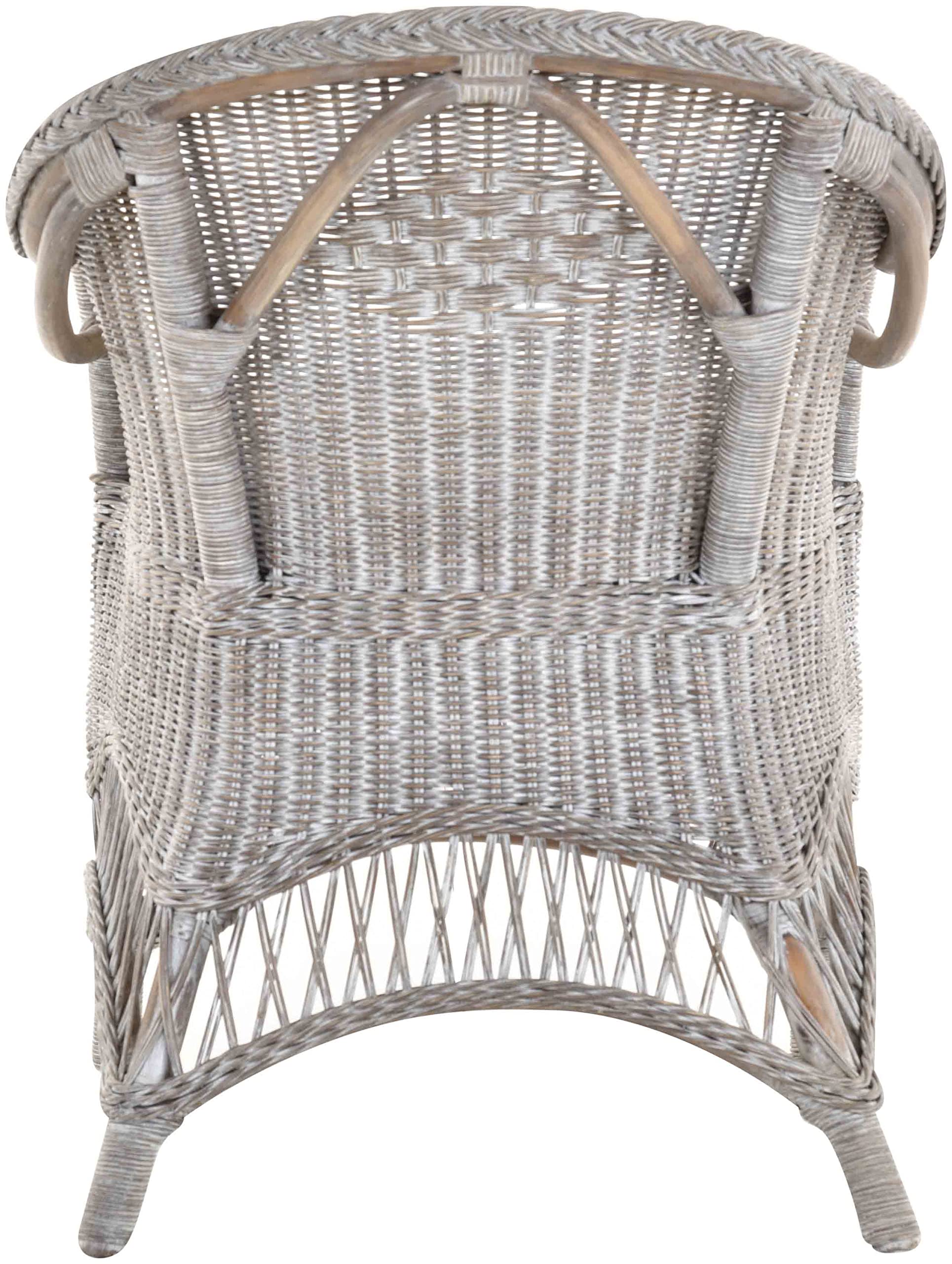 korb.outlet Rattansessel Landhaus Flechtsessel aus Natur-Rattan Rattan Sessel Korbsessel Wintergarten (Royal Grau, mit Polster)