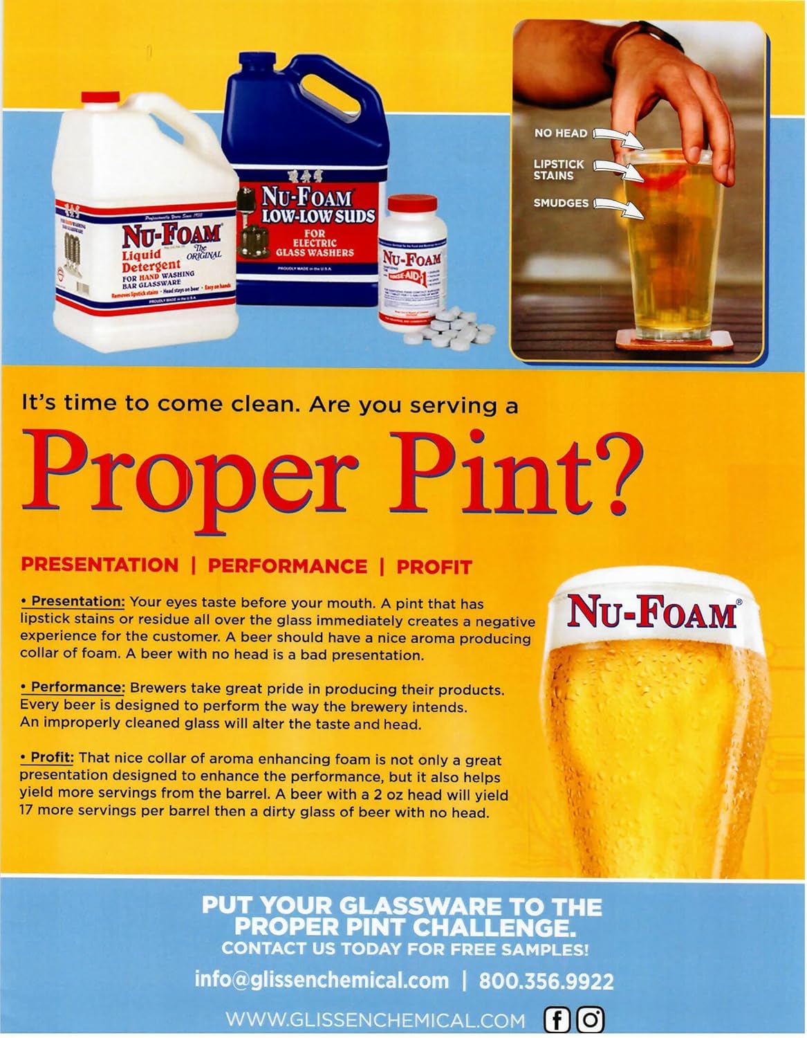 Nu-Foam Low Low Suds Liquid Detergent for Bar Glassware - Original Streak-Free Solution - Hand Washing Bar, Tavern, Brewery Supplies - Concentrated (5 Gallon Pail)