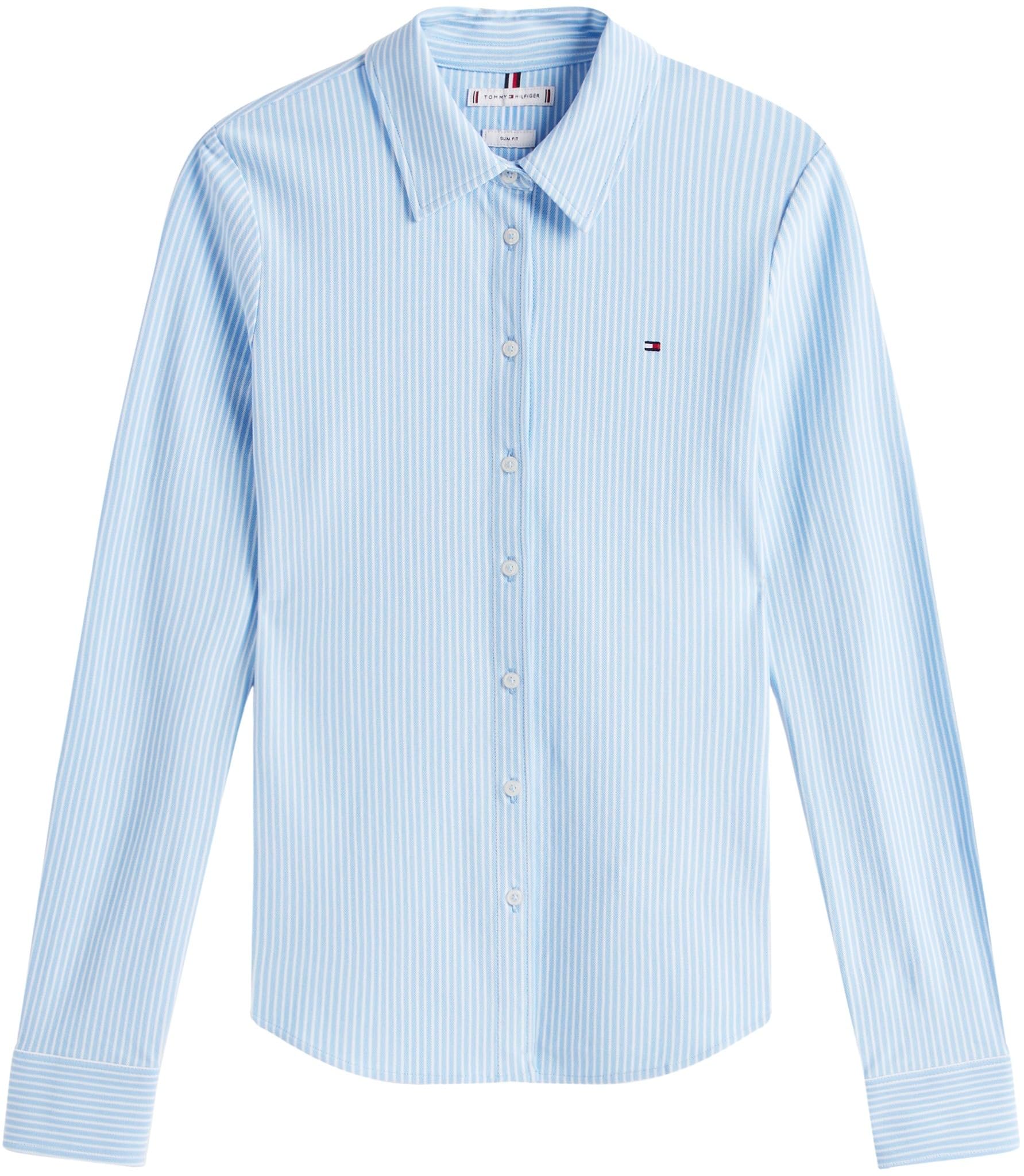 Tommy Hilfiger Damska koszulka polo L/S, Niebieski (Ithaca Stp/Vessel Blue), S