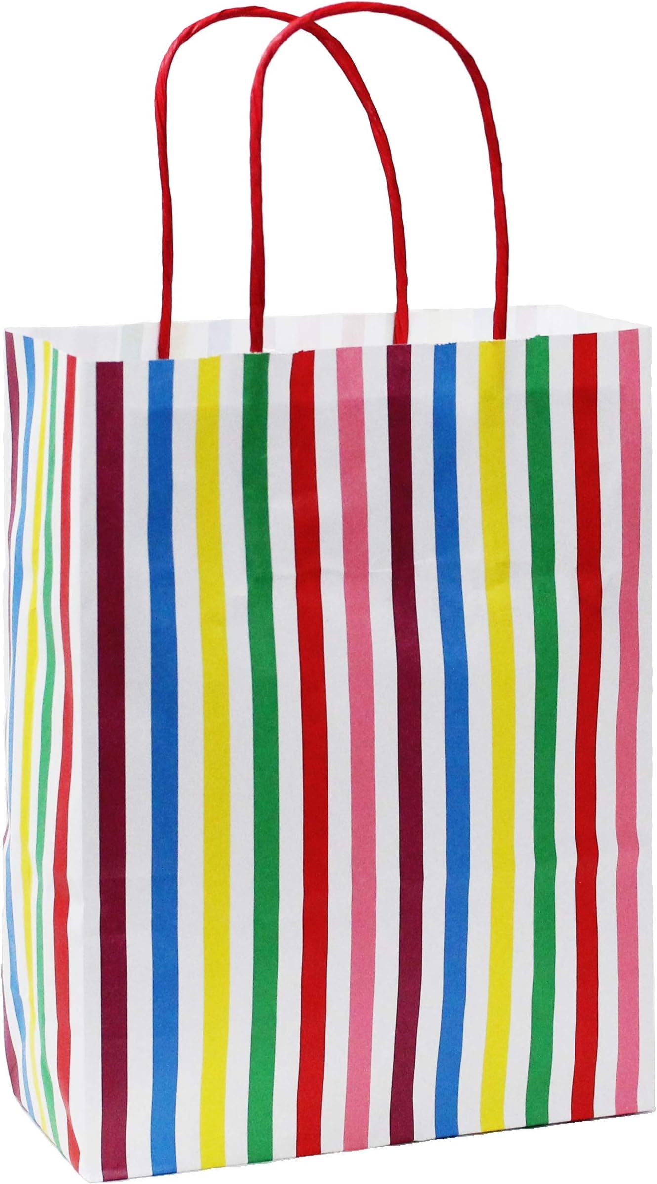 Pack of 10 Candy Stripe Twisted Handle Kraft Paper Gift/Kids Party Bags 18x8x24cm - Choose your colour and size