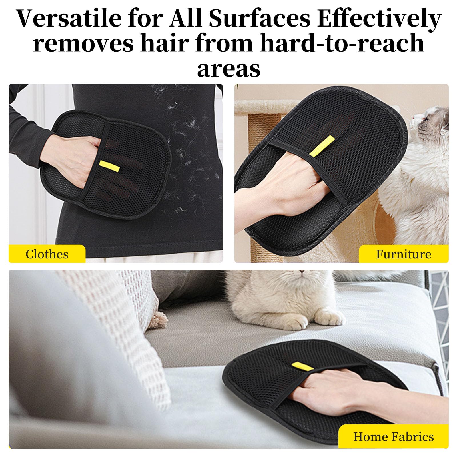 Gant D'épilation Magnétique Pour Poils D'animaux - Double Face, Réutilisable, Doux - Pour Chats, Chiens, Soins Quotidiens - 6
