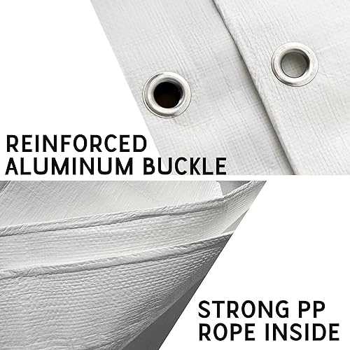 Miniatura 3 de STARPYNG - Cubierta de lona de polietileno blanco resistente de 0.394 in - Gruesa impermeable, resistente a los rayos UV, duradera, resistente a la