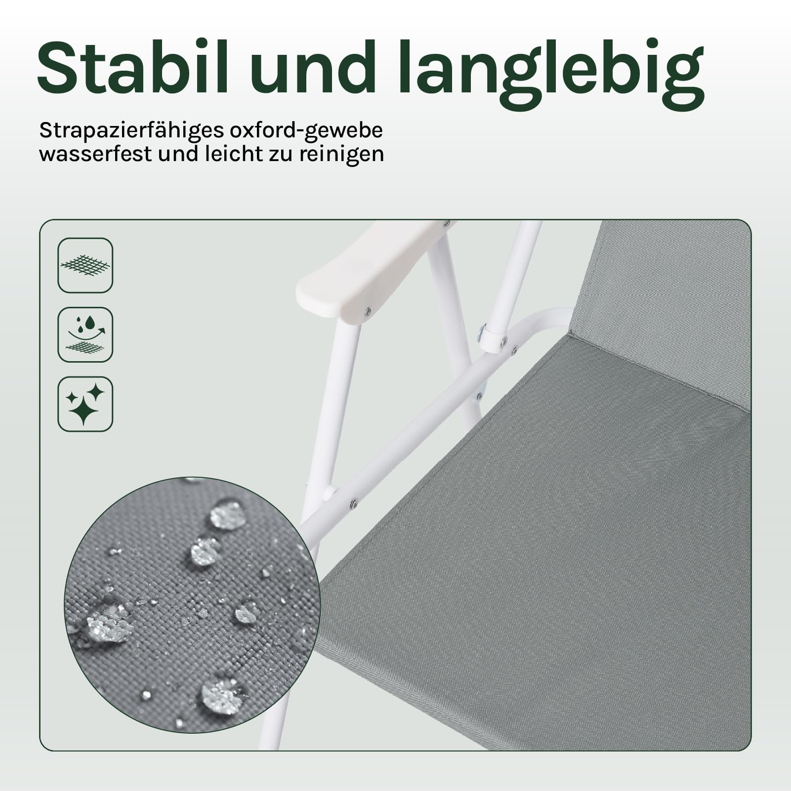 WOLTU Campingstuhl 2er Set Faltbar Leicht, Klappstuhl Camping belastbar bis 100 kg,Gartenstuhl klappbar Strandstuhl für Camping Balkon Garten