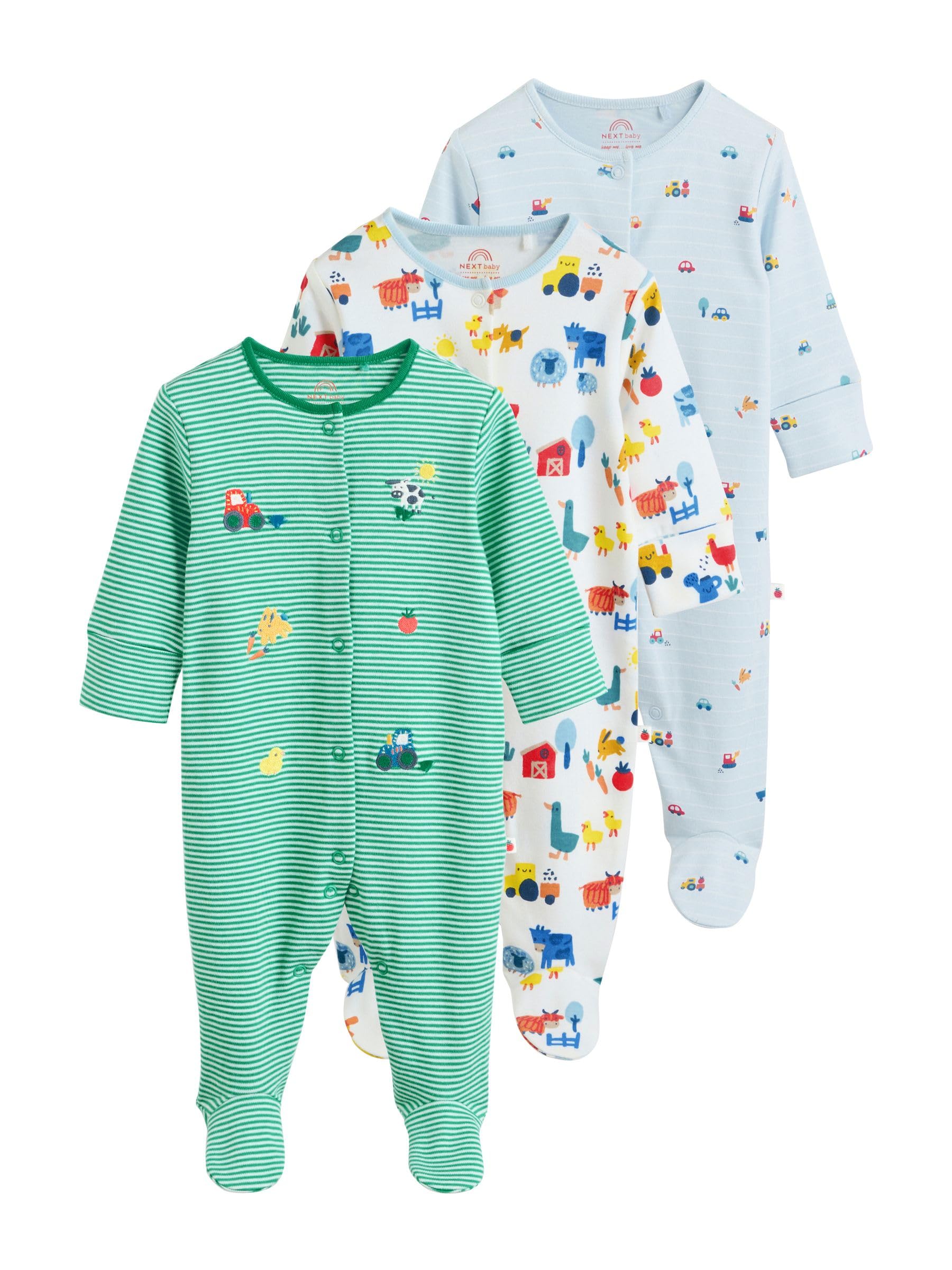 NEXT Baby Jungen Schlafanzüge für Babys, 3er-Pack