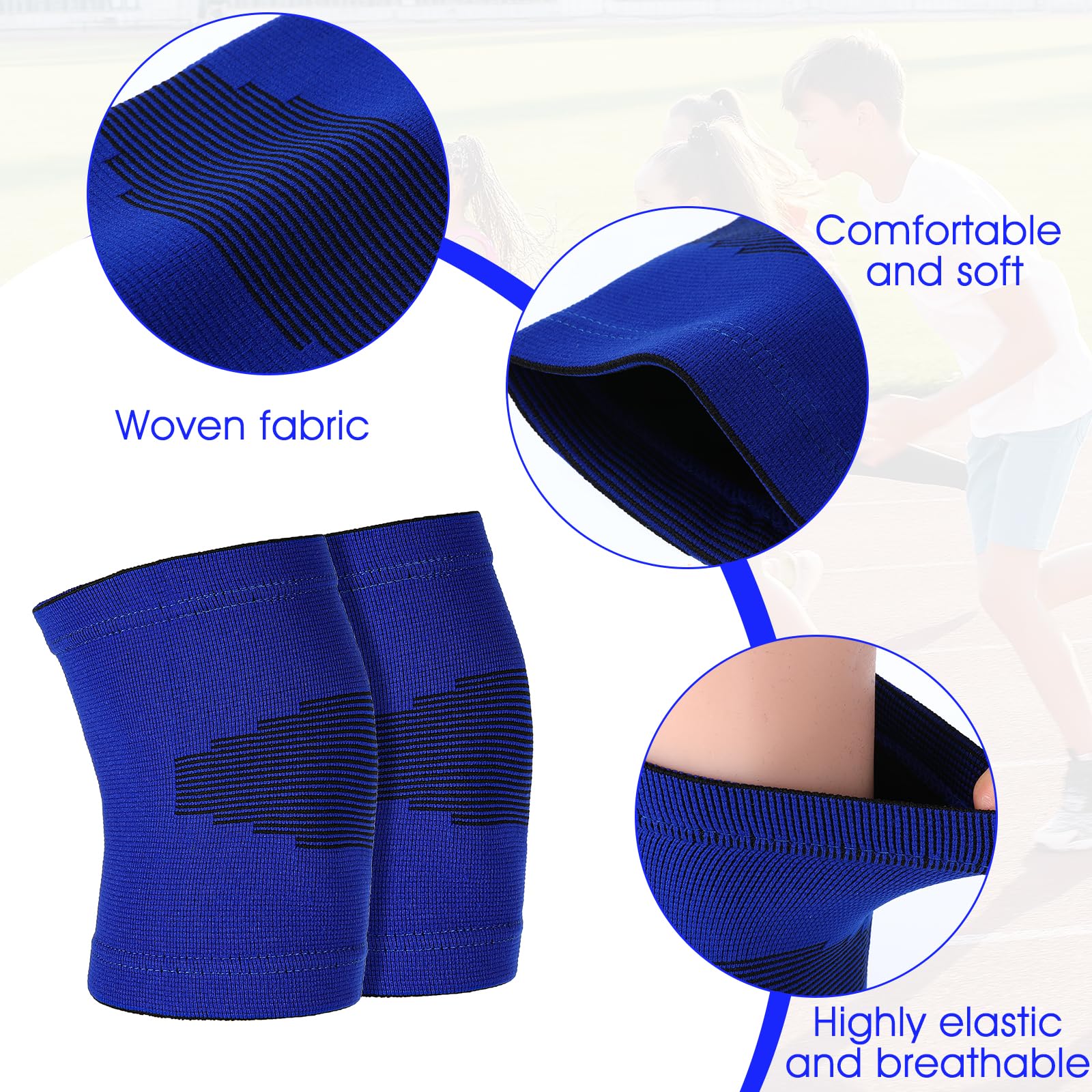 Genouillères pour enfants handball volleyball respirantes élastiques bleu Lot de 2 paires