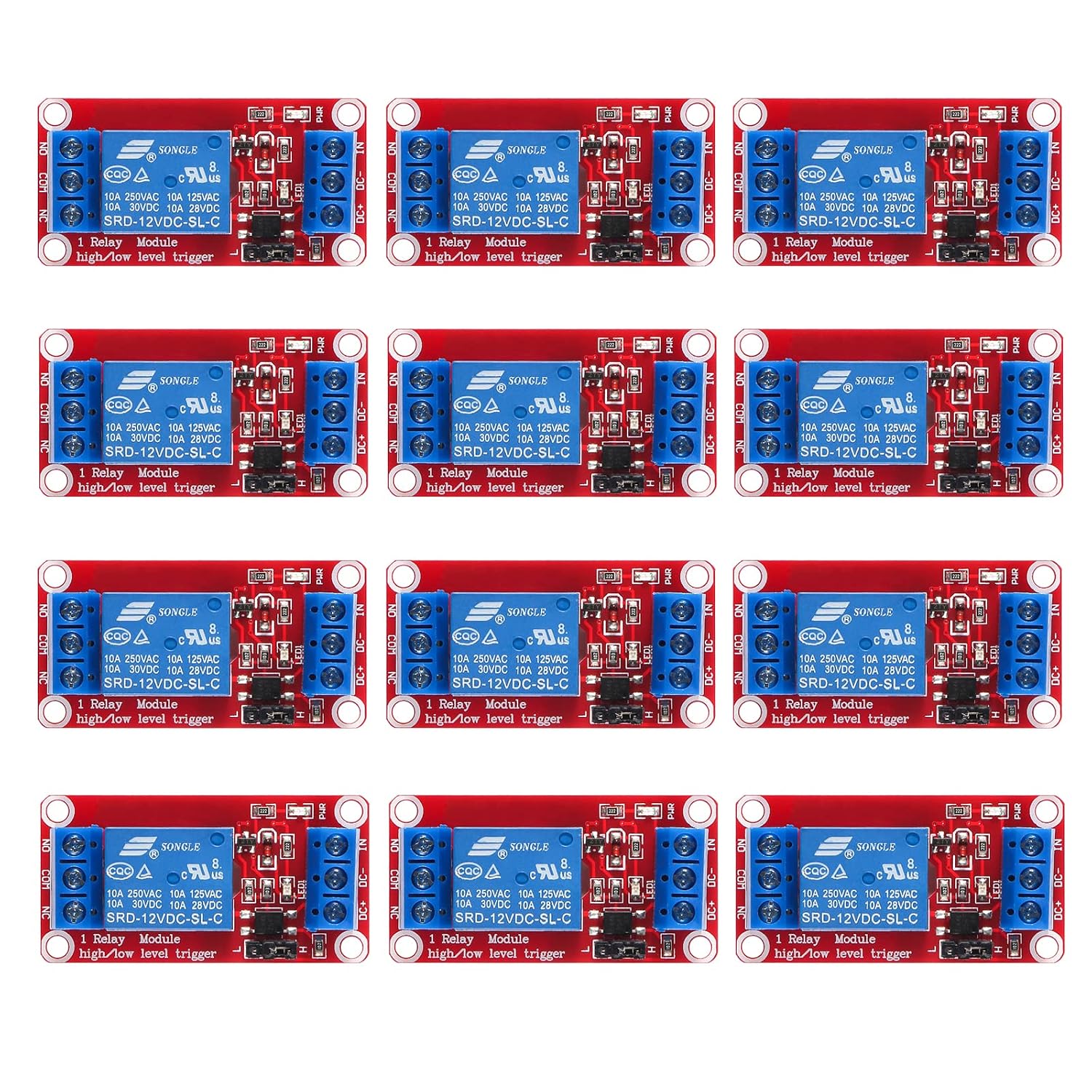 DIANN 12pcs DC 12V Relay Module 1 Channel Relay Board with Optocoupler Support High/Low Level Trigger