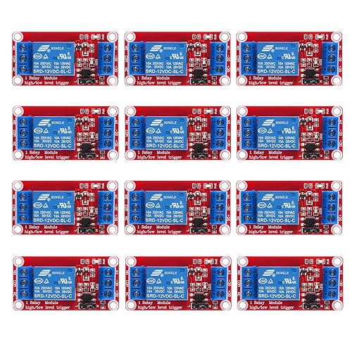 DIANN 12pcs DC 12V Módulo de relé de 1 canal Junta de relé con Optoacoplador Soporte AltoBajo Nivel Disparador