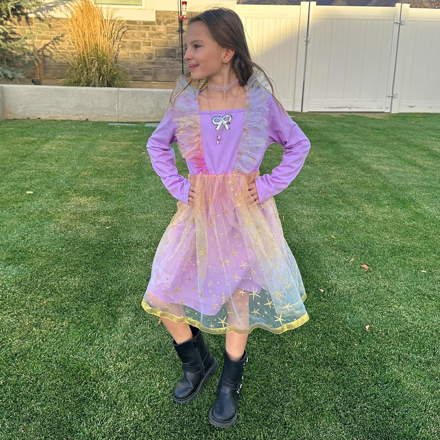 Toddlers Girls Tutu Dresses Long Sleeve Ruffle Bow Sparkle Tulle Princess Dress Fall Winter Holiday Party Dressing - Image 5