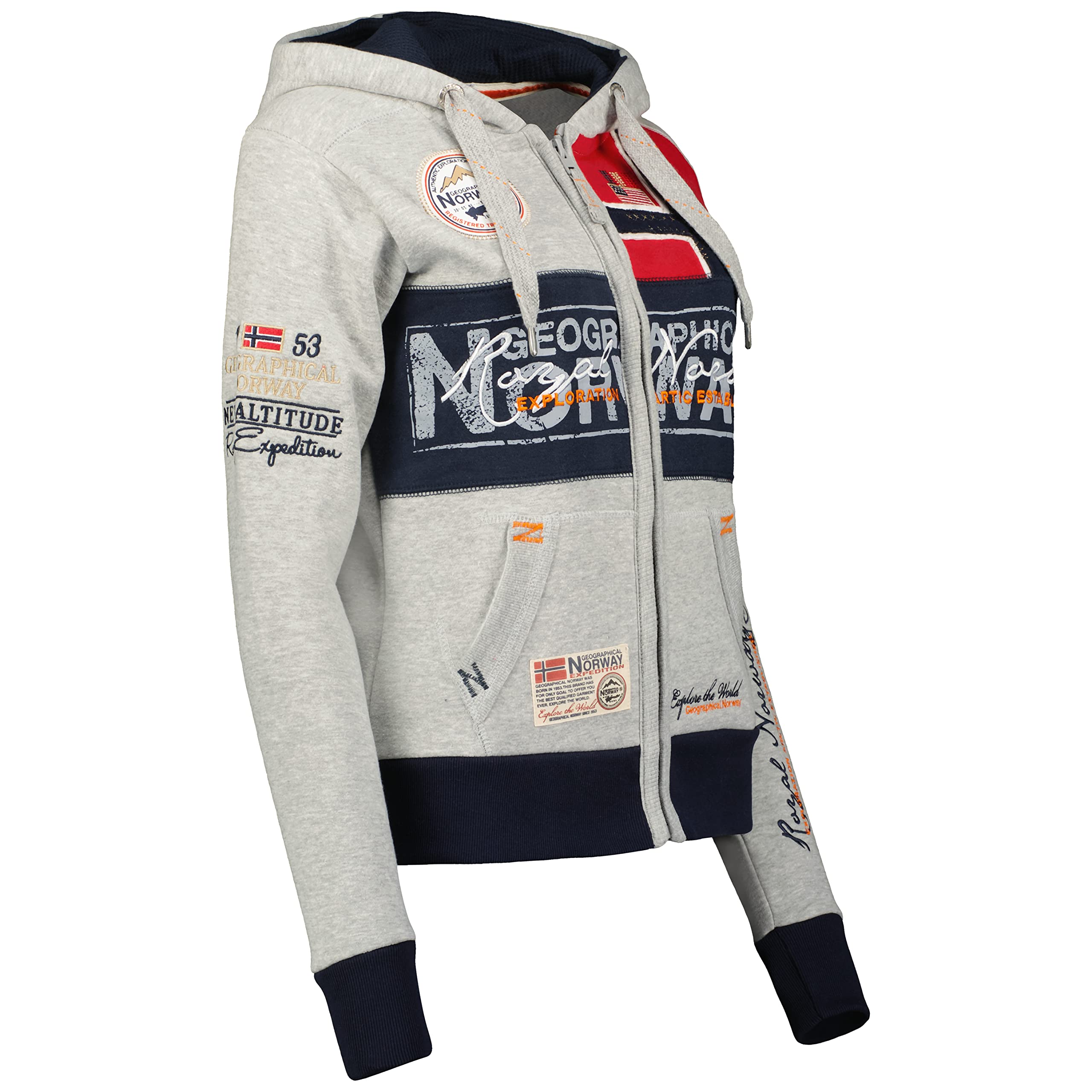 Geographical Norway Flyer Lady - Felpa Donna Zip Hoodie Tasche - Pile Donna Maglione Manica Lunga Giacca Cappuccio - Abito Ideale Primavera Estate Autunno Inverno Stagione