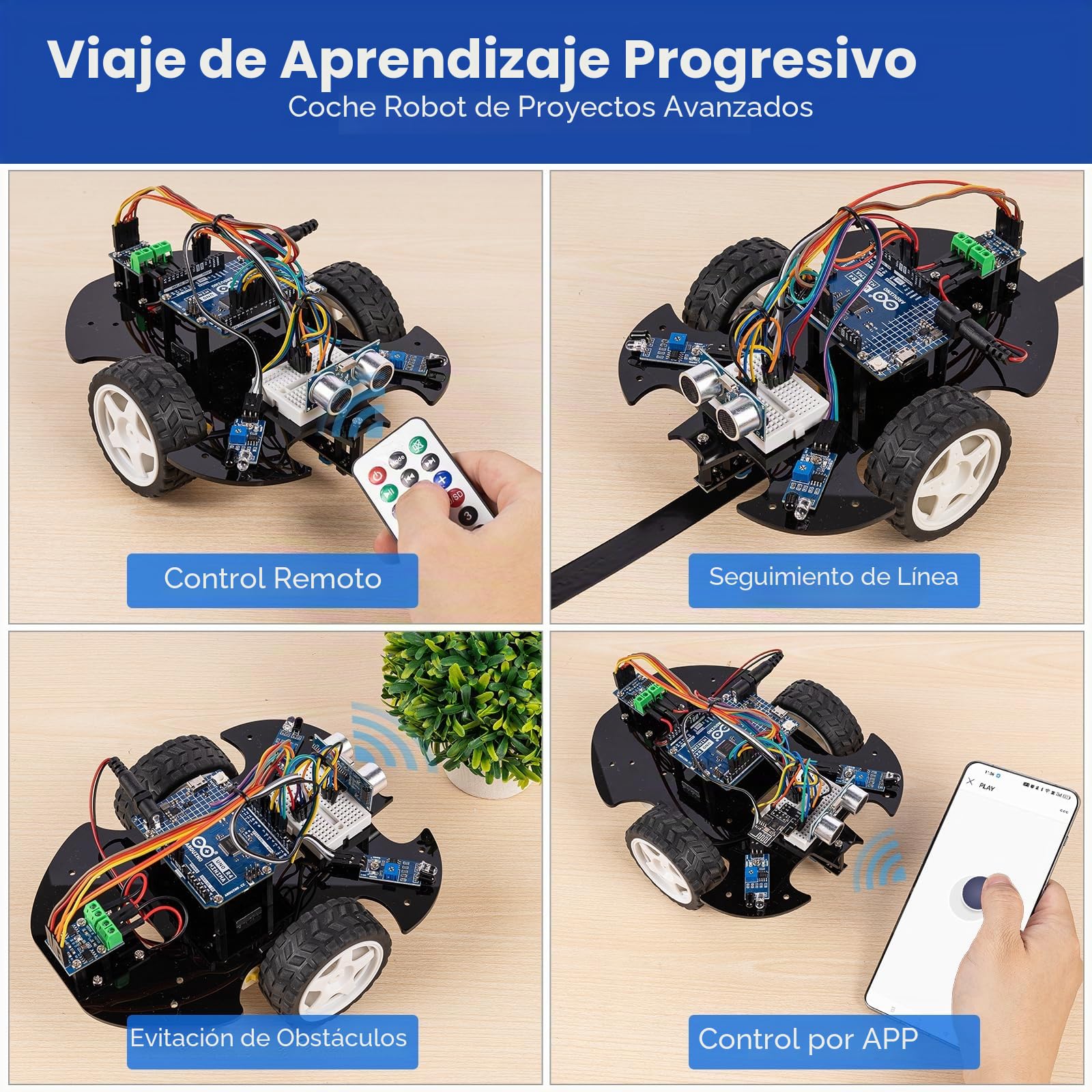 SunFounder Ultimate Starter Kit con Original Arduino Uno R4 Minima, 3 en 1 IoT/Smart Car/Kit básico con tutoriales en línea, para Principiantes y entusiastas(Original Arduino Uno R4 Minima Incluido)