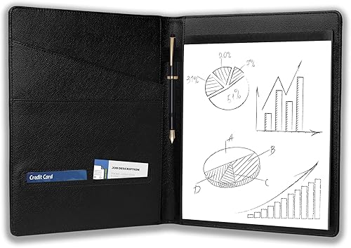 Dynariver Padfolio para entrevistas con soporte para tarjetas de visita, carpeta para personas de negocios, organizador de documentos para