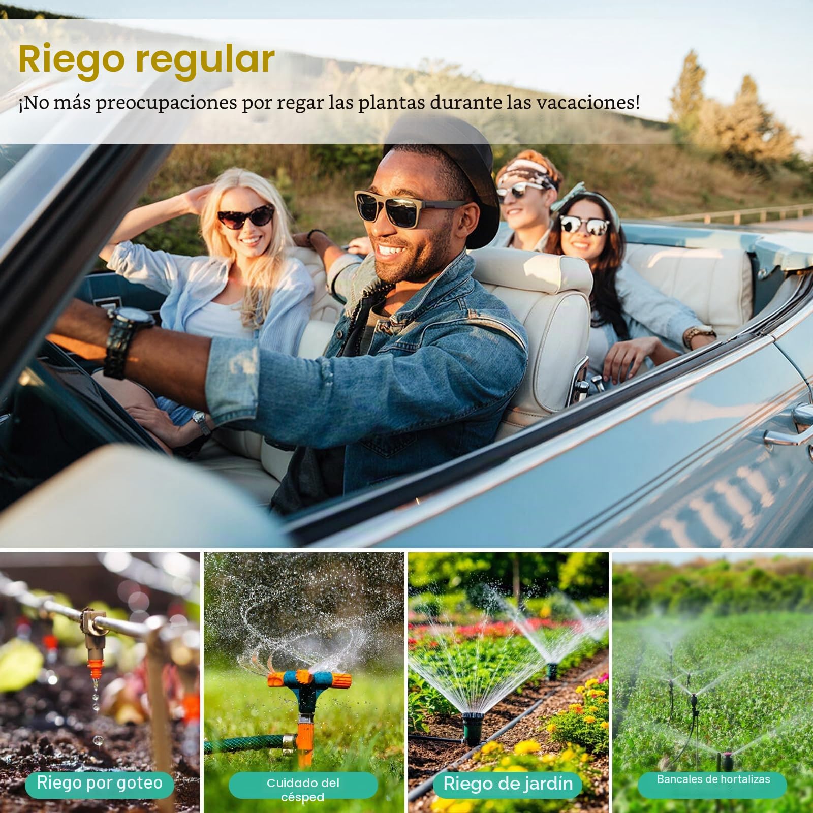 Programadores de Riego WiFi,Temporizador de Riego Automático WiFi Solar Control Remoto con Función de Retardo por Lluvia,para Jardines,Invernaderos y Césped