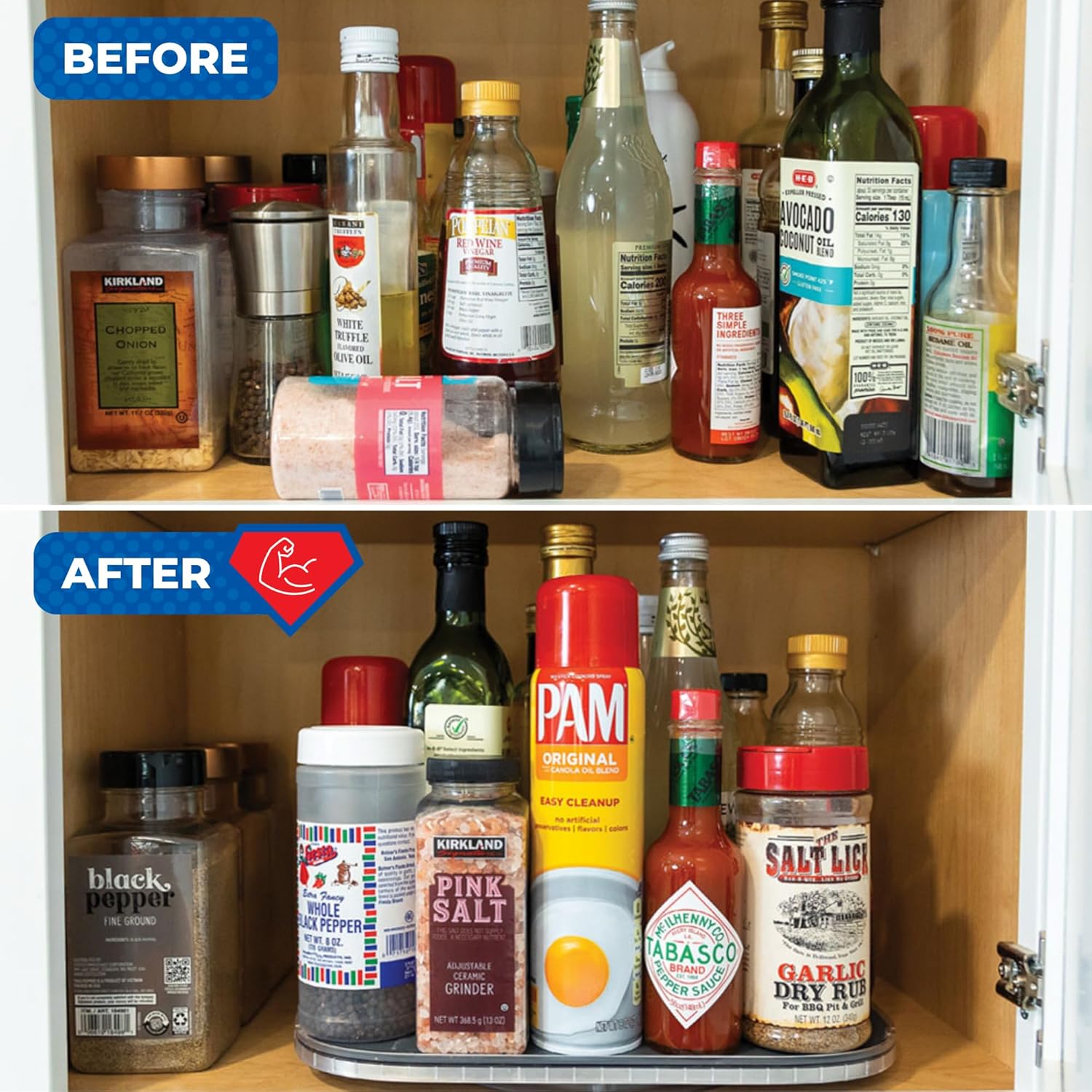 Lazy Susan Organizer for Cabinet Steel-Reinforced Rotating Kitchen Organizer Lazy Susan Turntable – Rectangular Turntable for Kitchen Cabinets – Holds Up to 30 lbs with Non-Slip Mat for Pantry Storage - Image 7