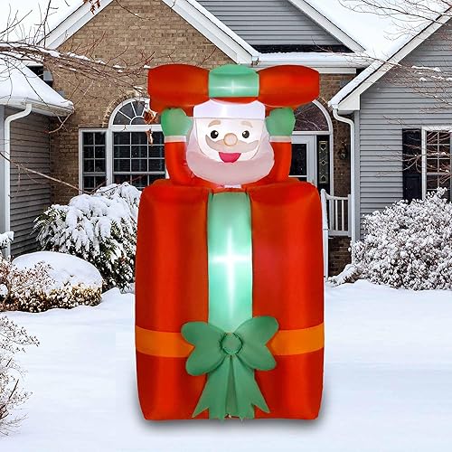 Miniatura 9 de TwoBees Inflables de Navidad de 6 pies para decoración al aire libre, bolsa de regalo de Papá Noel colgante, luces LED muy brillantes, decoración de
