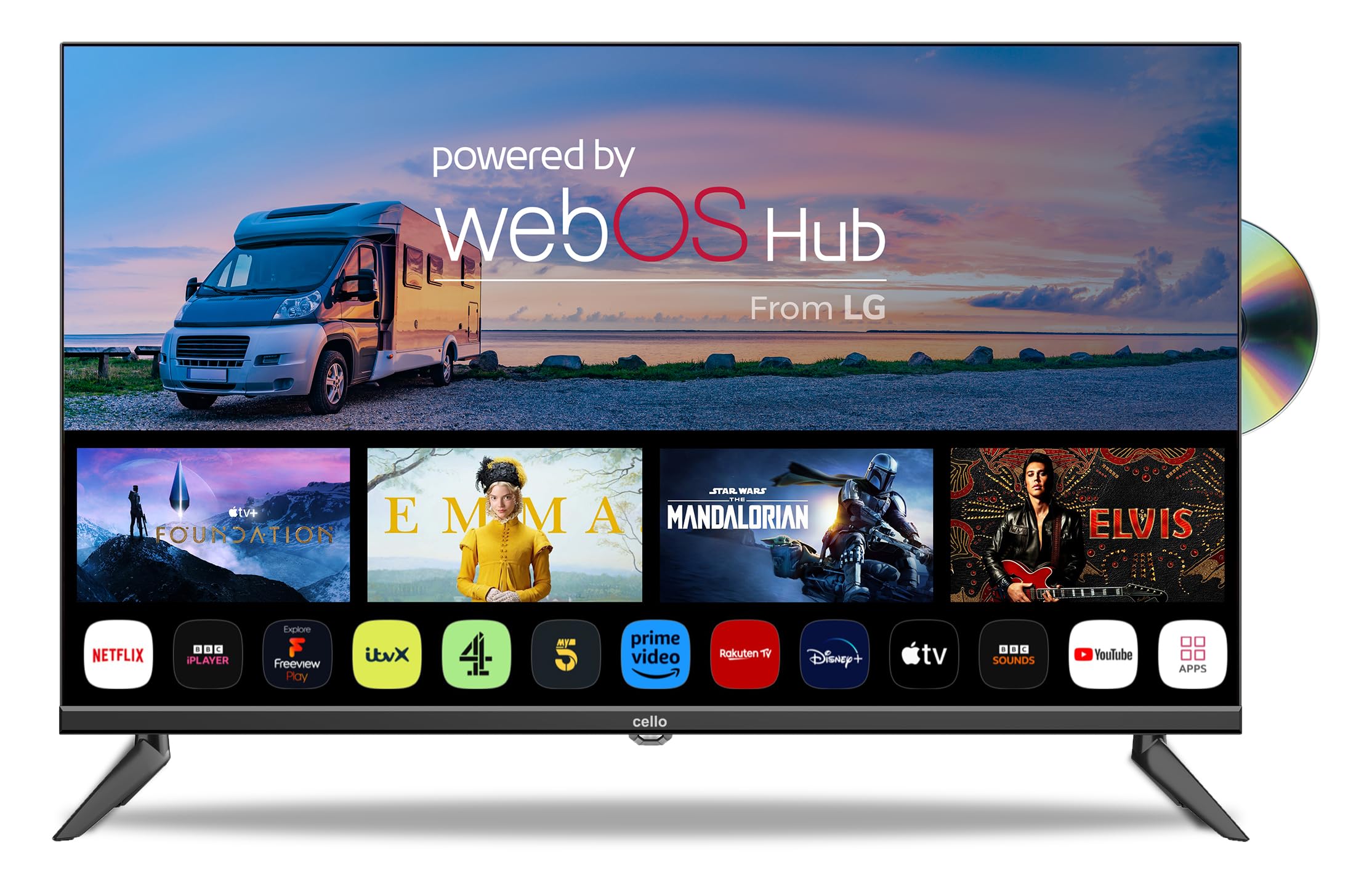 tv da 32 pollici con funzioni smart e lettore dvd per viaggiatori